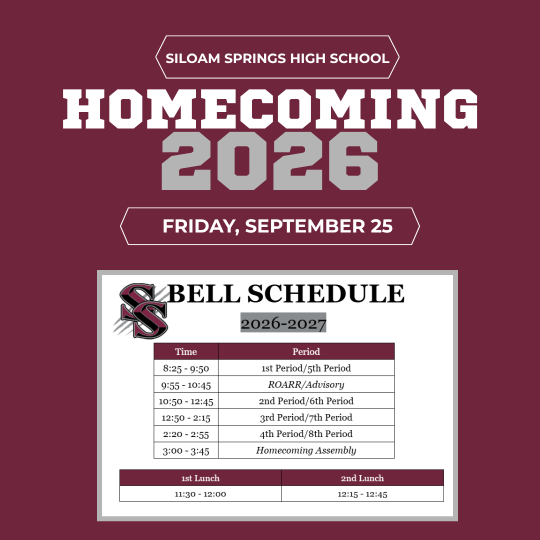 graphic of Homecoming 2026 bell schedule