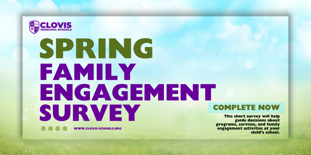 Blue and Green Header Image for the Spring Family Engagement Survey