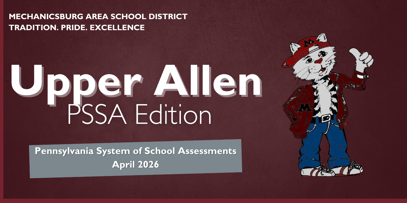 friendly wildcat image with upper allen family newsletter heading