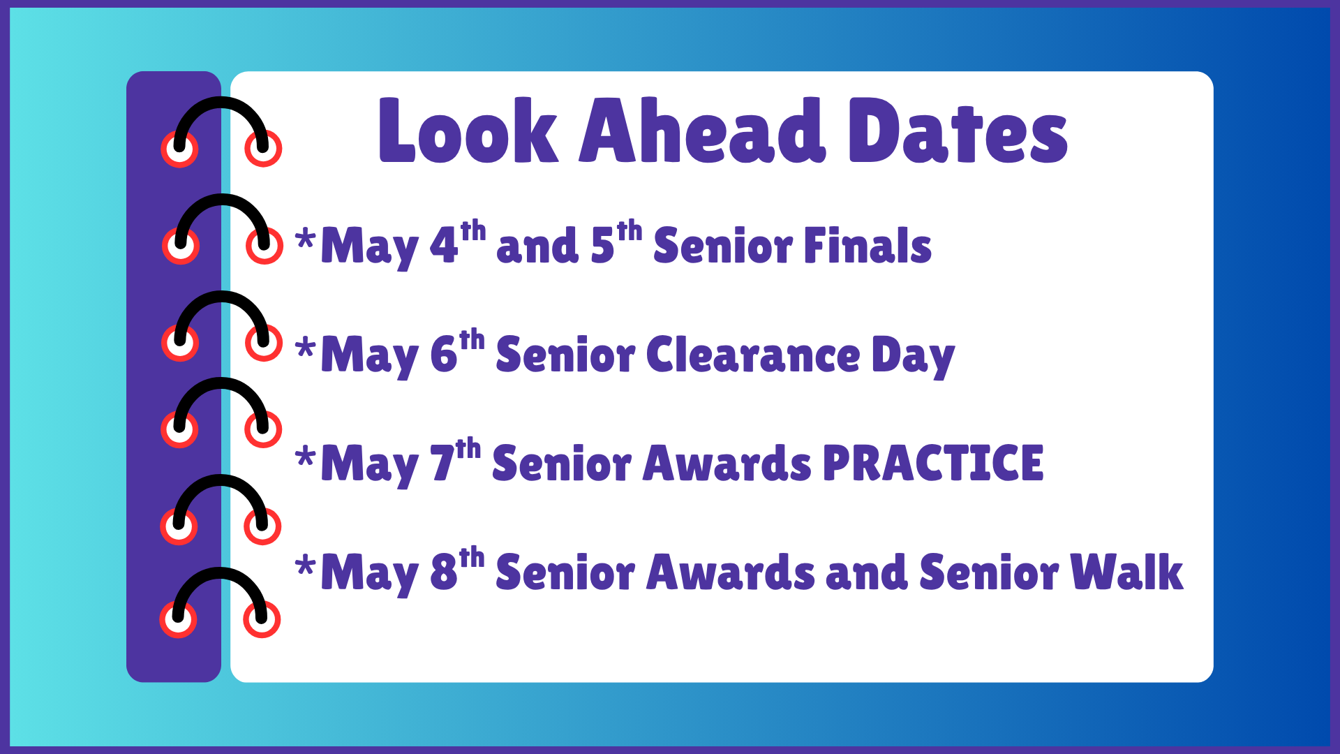 Future events at NDHS