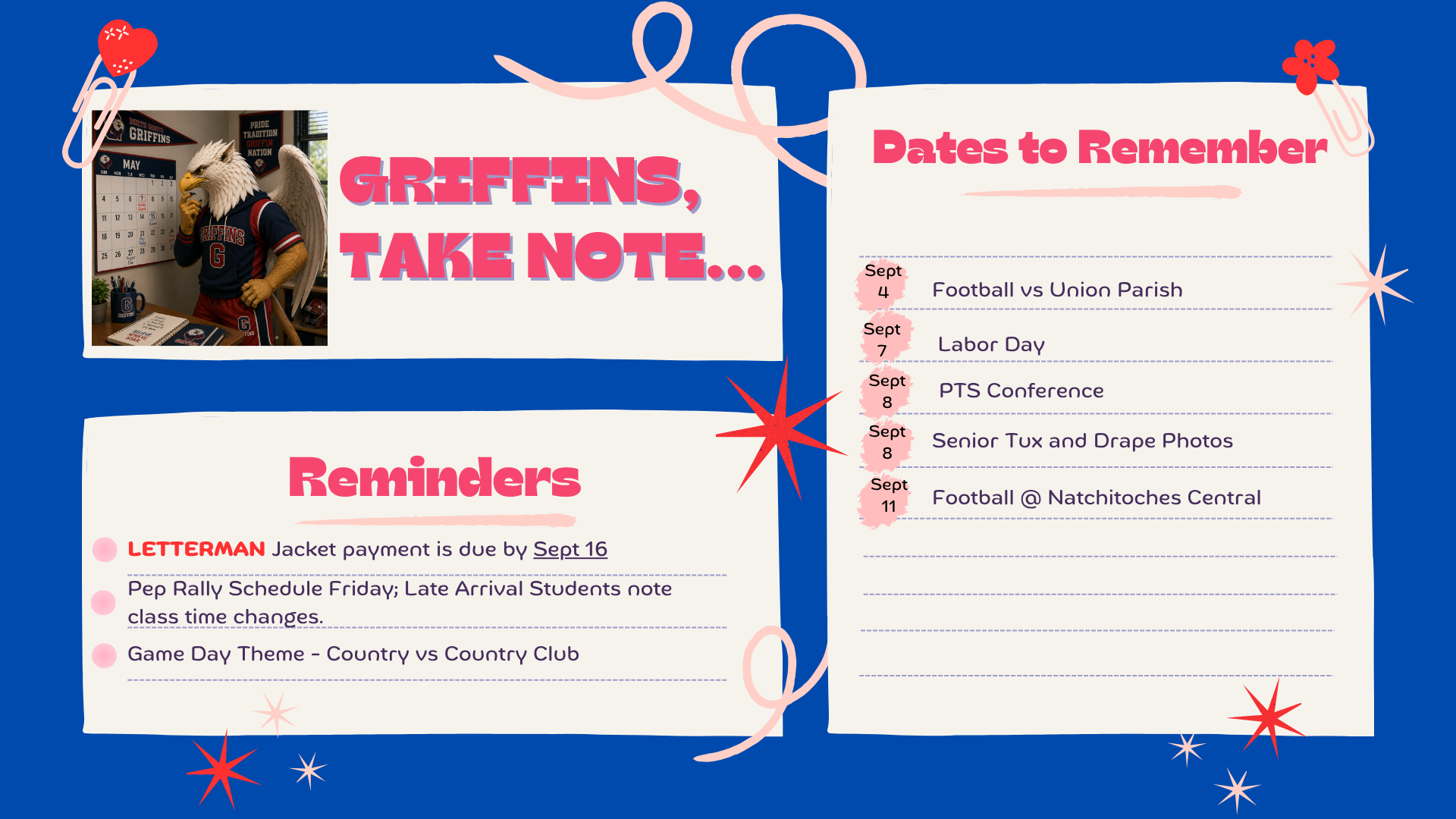 Dates to remember