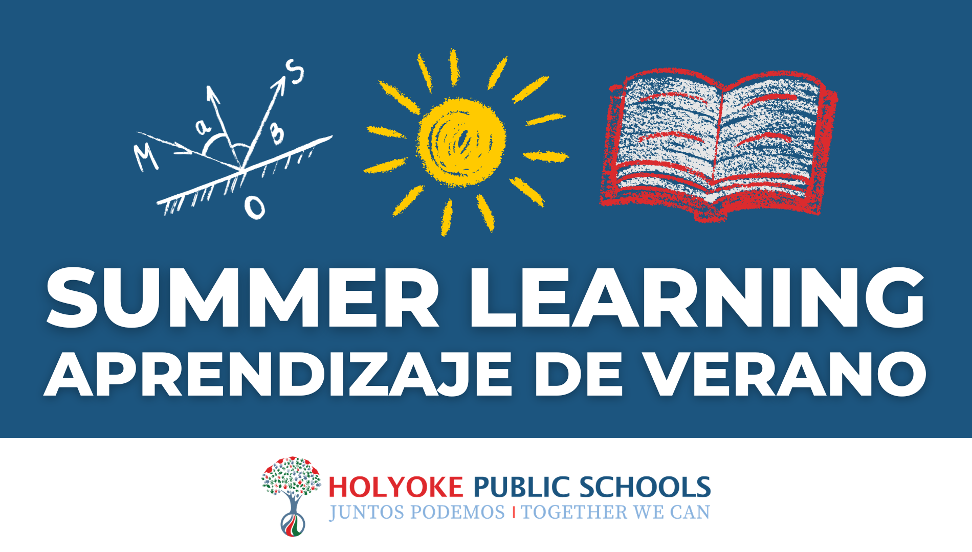 Graphic with text: summer learning and aprendizaje de verano