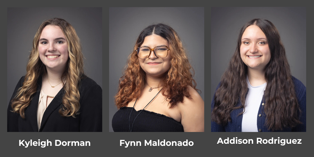 Headshots of Kyleigh Dorman, Flynn Maldonado, and Addison Rodriguez
