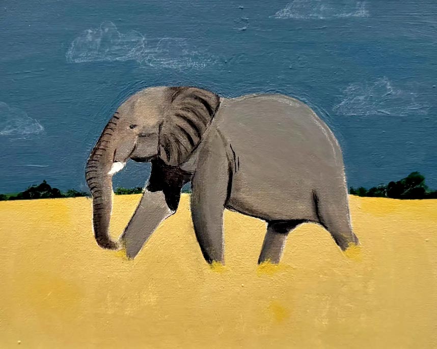 Student artwork of an elephant