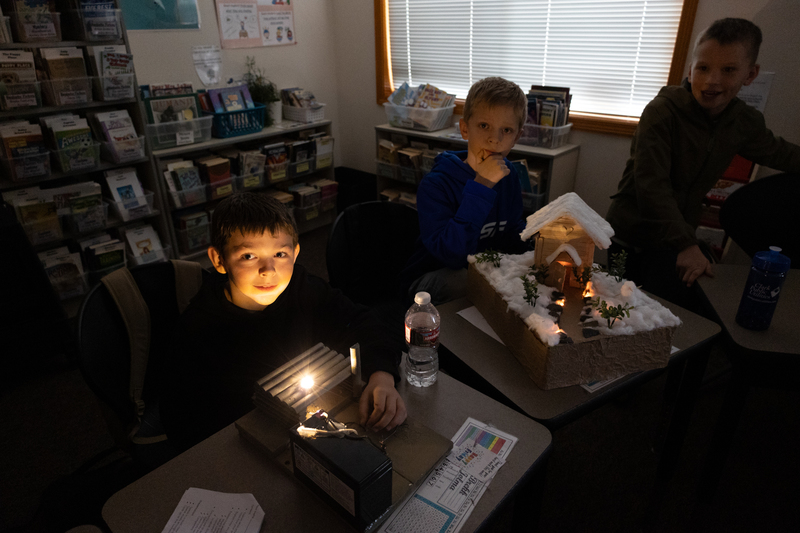 Students demonstrate their electricity projects at Yacolt Primary.