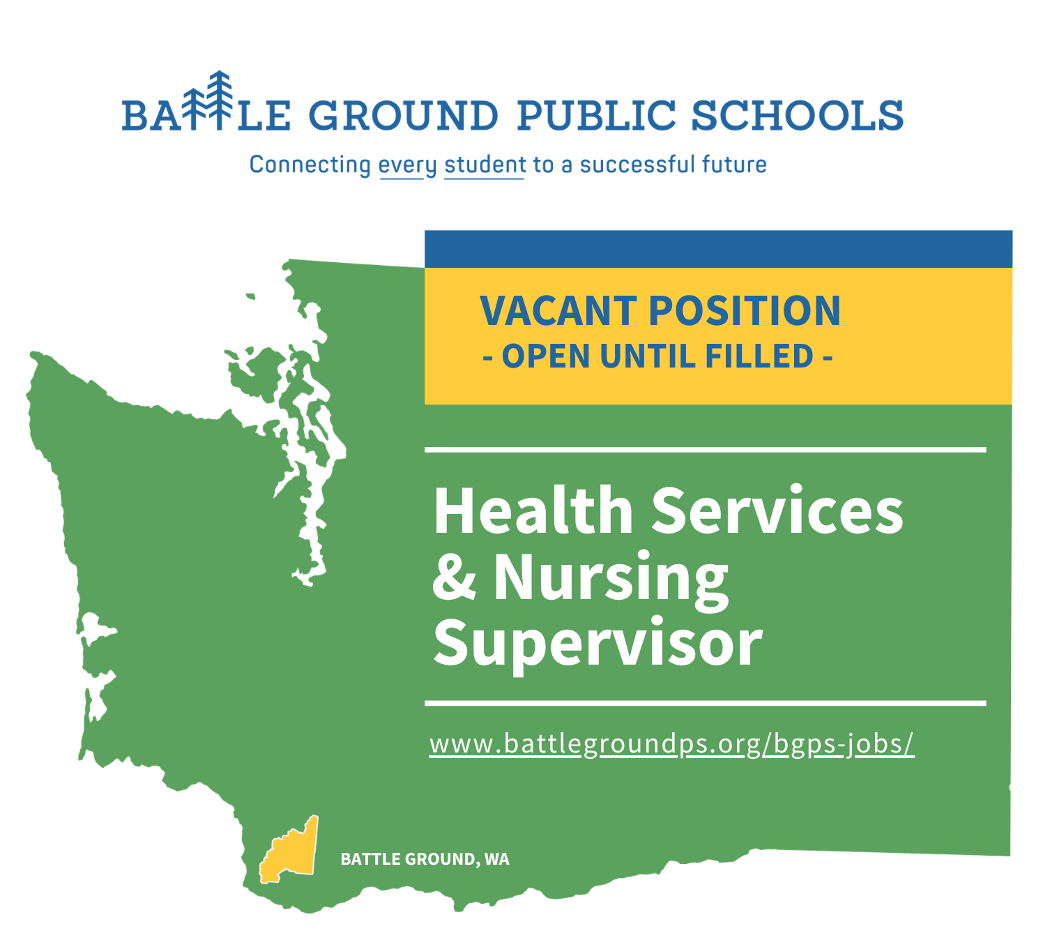 Vacant position (open until filled). Health services and nursing supervisor. battlegroundps.org/bgps-jobs