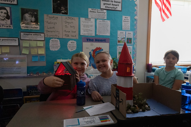 Students demonstrate their electricity projects at Yacolt Primary.