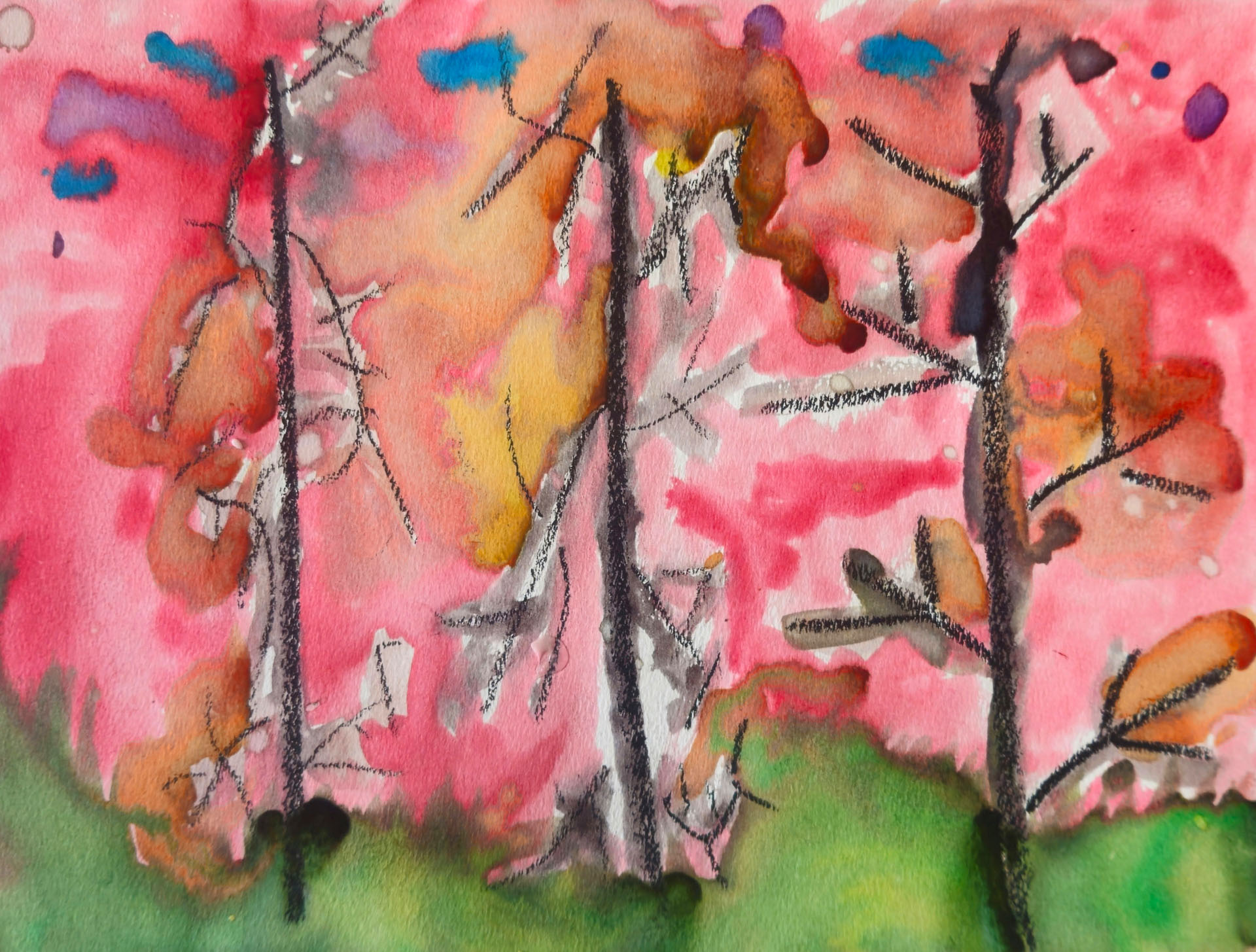 Watercolor rendition of trees