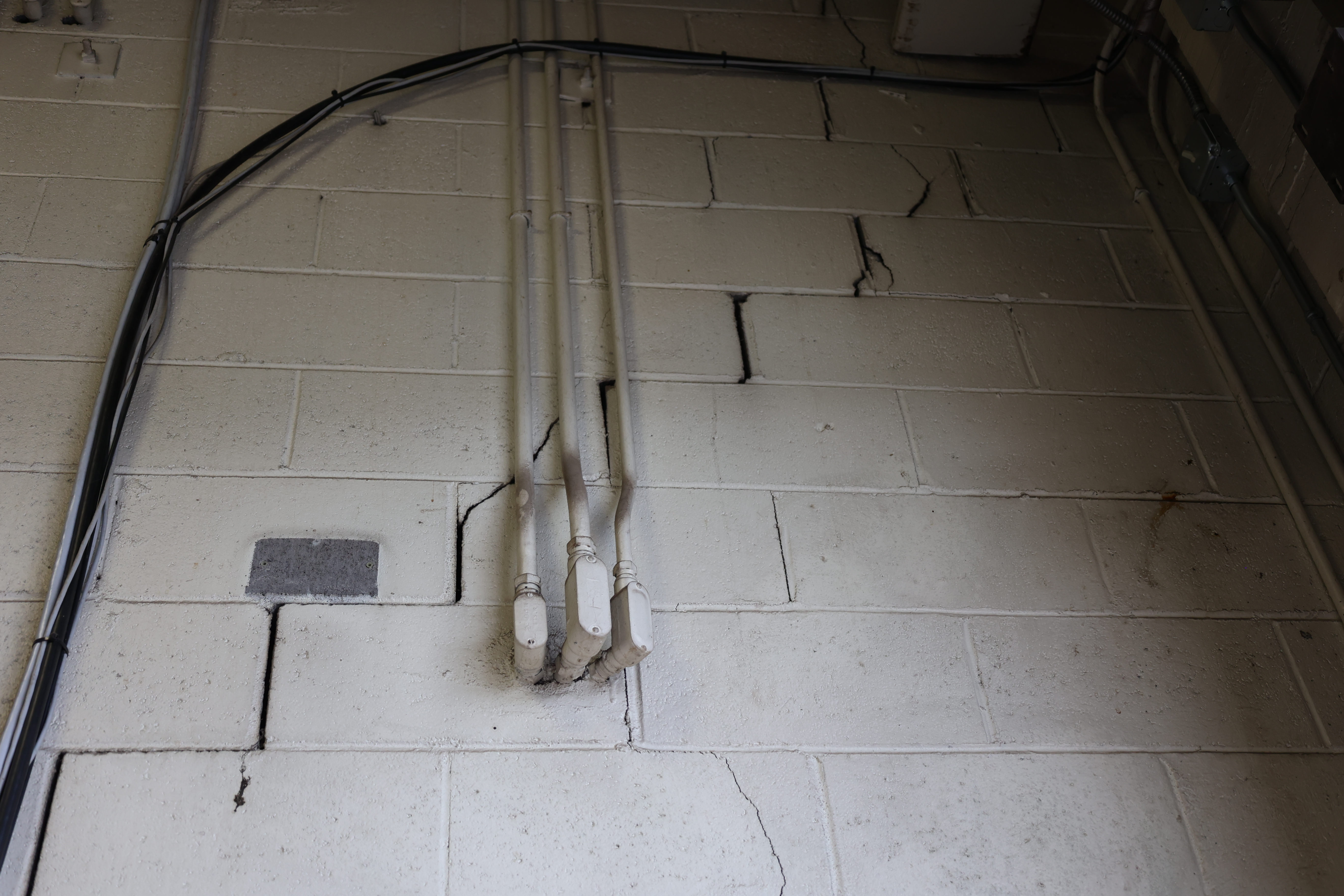 The interior of the former operations building, which has structural issues