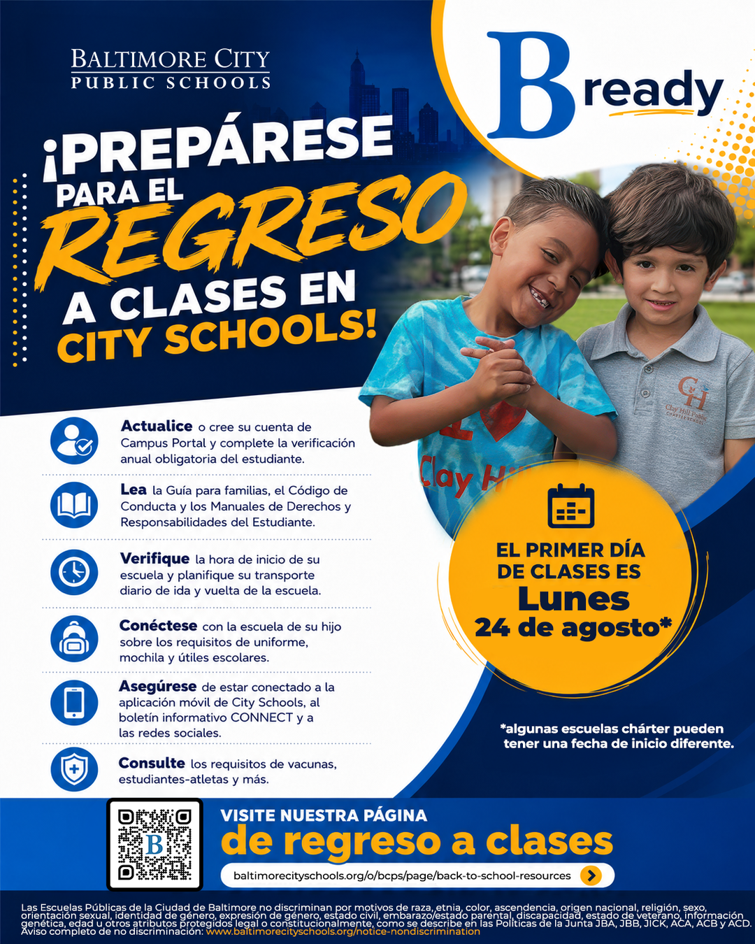 Folleto: ¡Prepárese para el regreso a clases en City Schools!