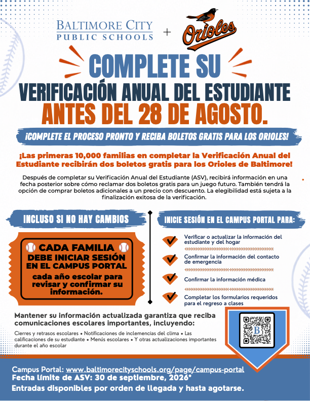 Folleto: Complete su Verificación Anual del Estudiante antes del 28 de agosto.