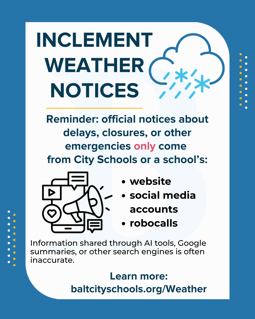 Flyer - Inclement weather notices