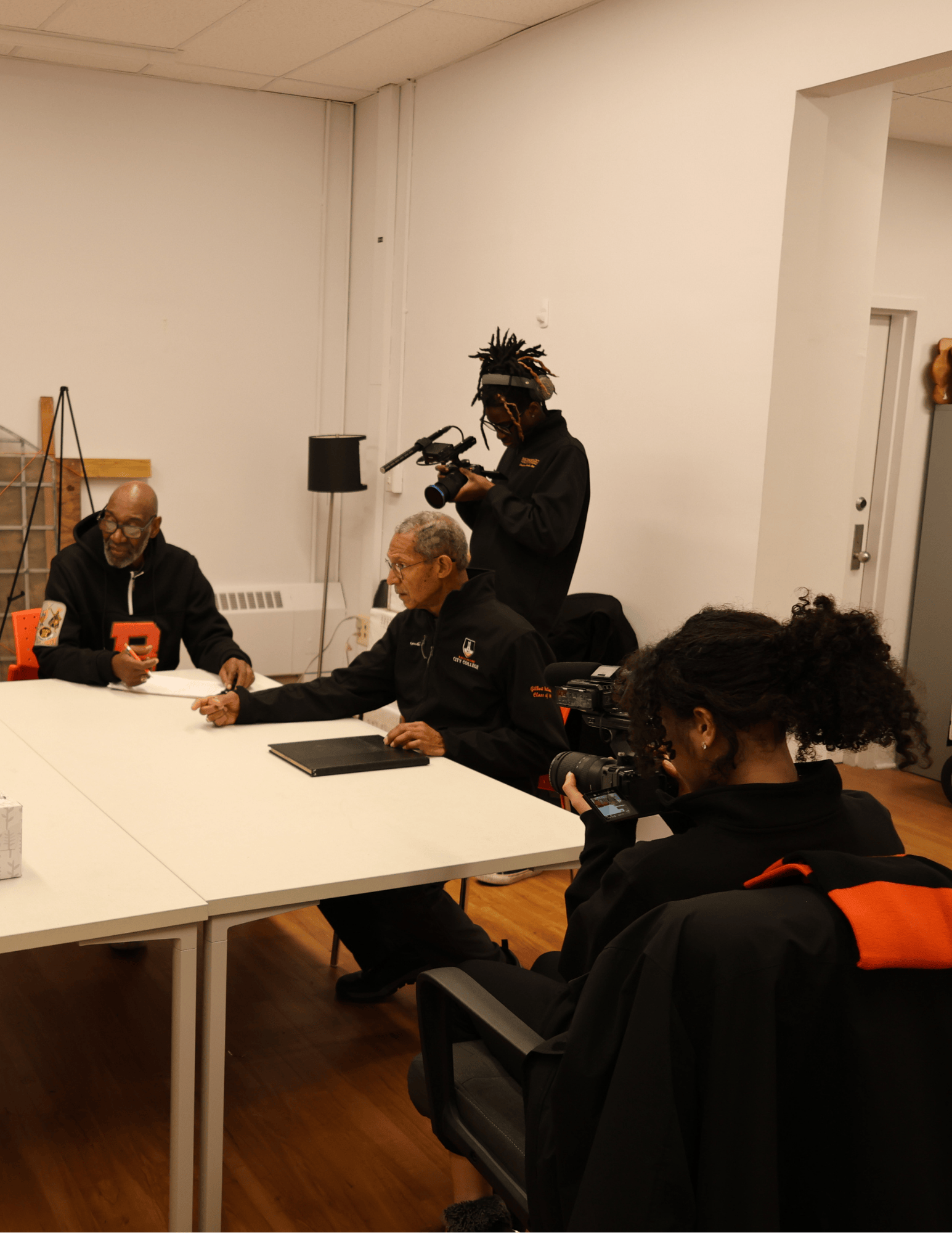 Student Media Team members working on the 