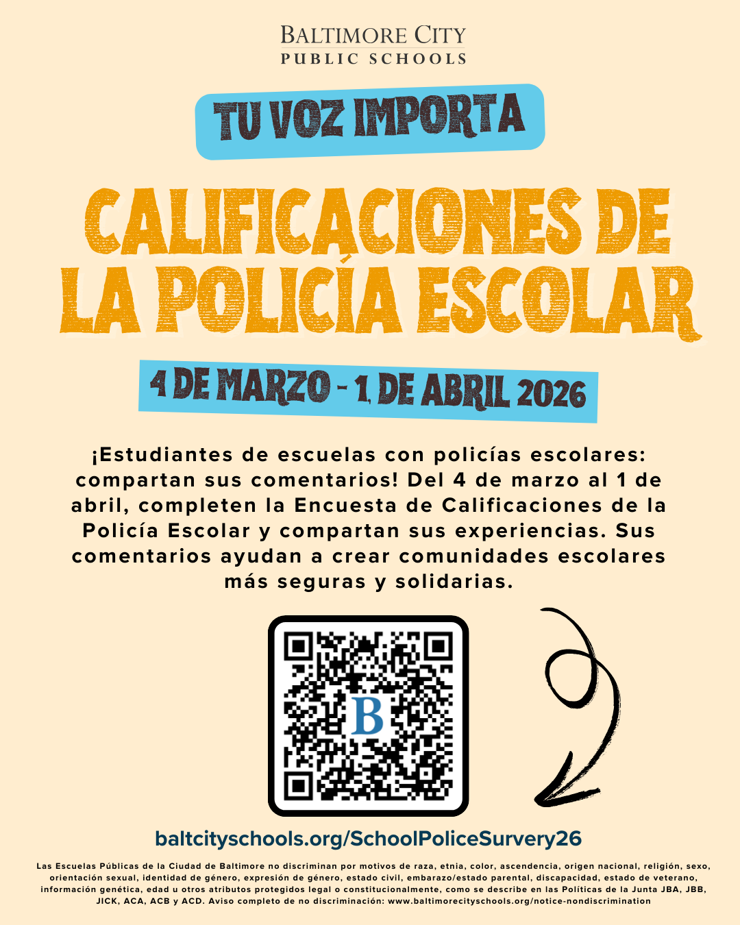 Folleto:  Encuesta de Calificaciones de la Policía Escolar