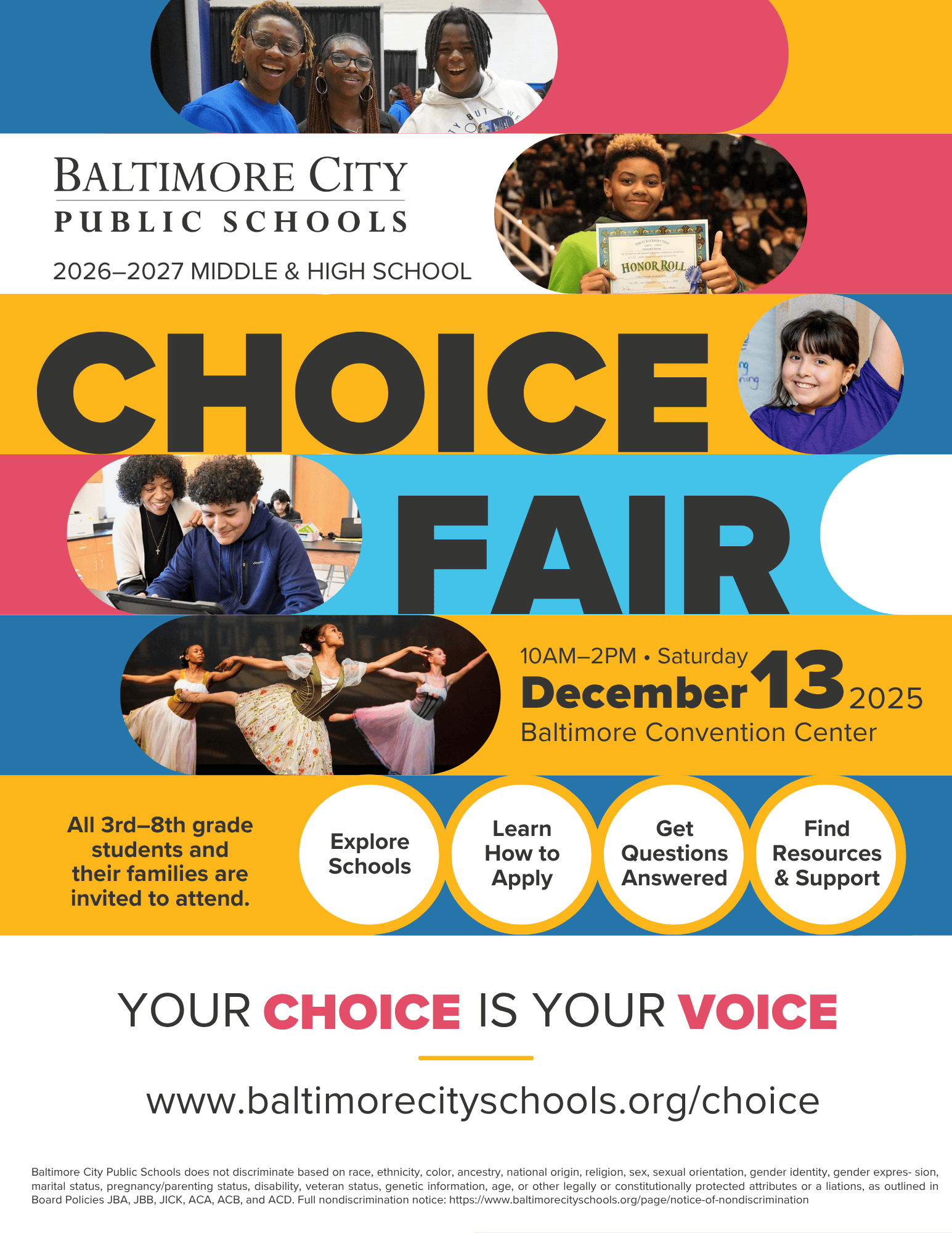 Flyer - Middle and High School Choice Fair on December 13