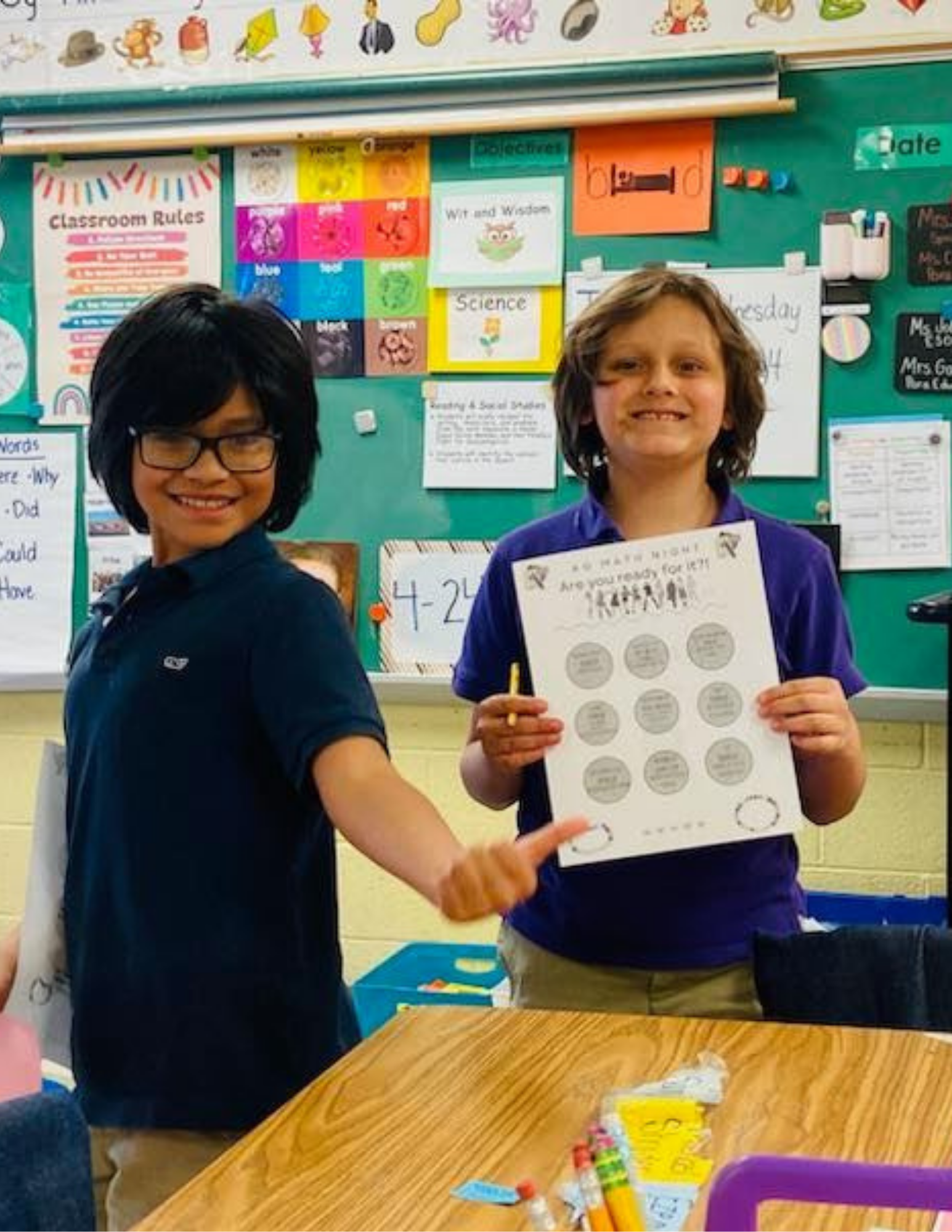 Two students in classroom