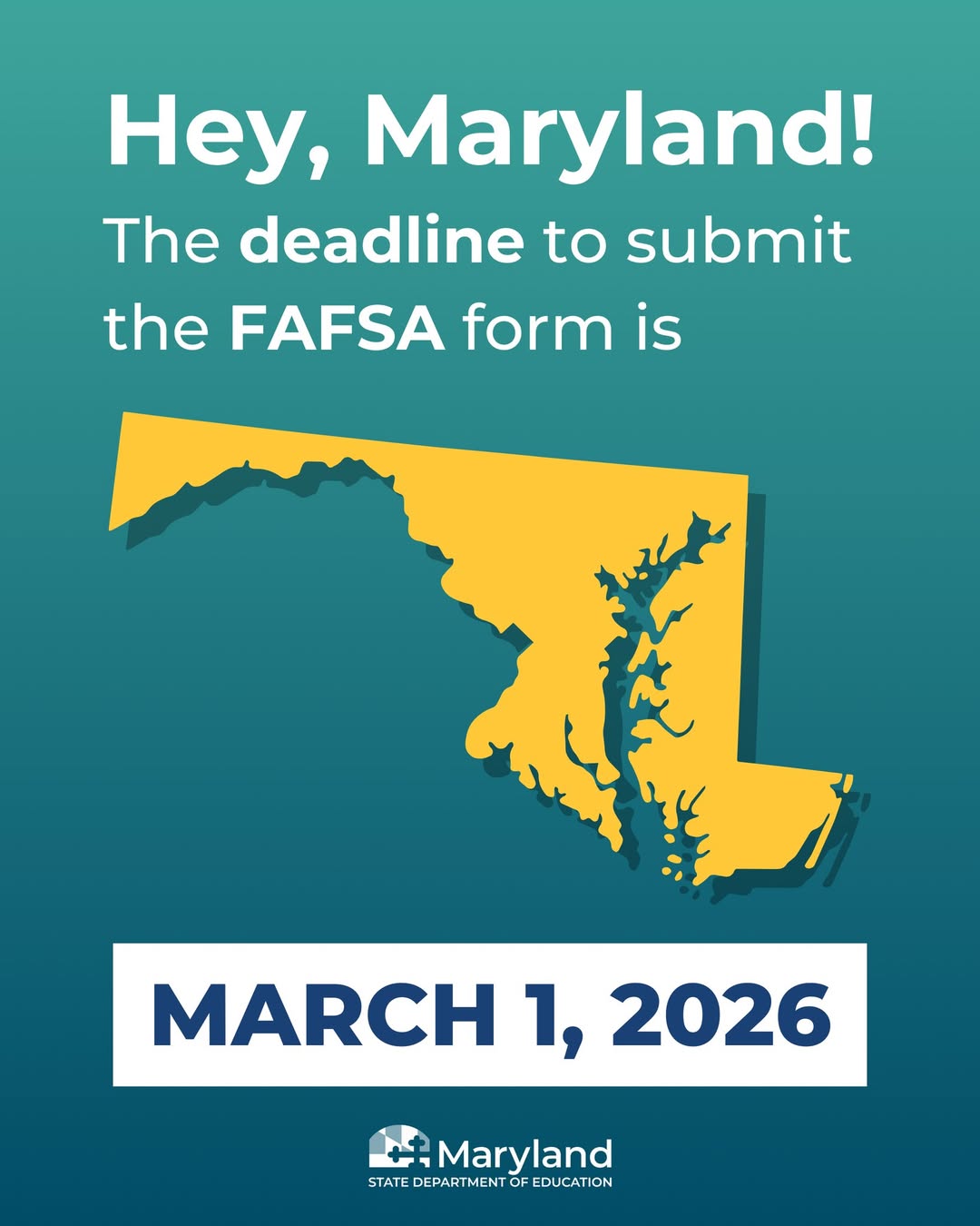 Folleto: La fecha límite para la FAFSA es el 1 de marzo de 2026