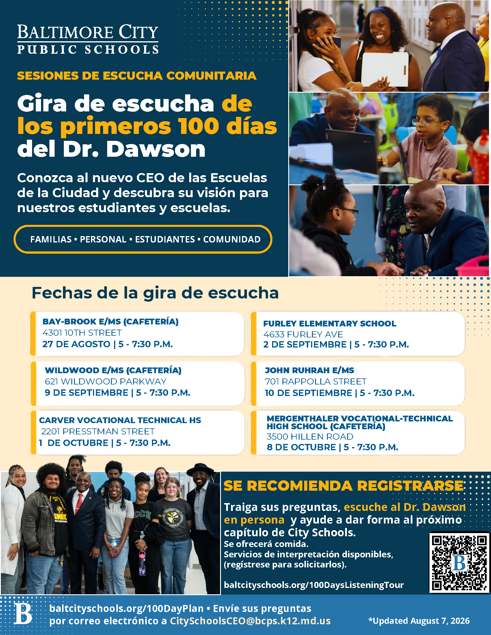 Folleto: Gira de escucha de los primeros 100 días del Dr. Dawson