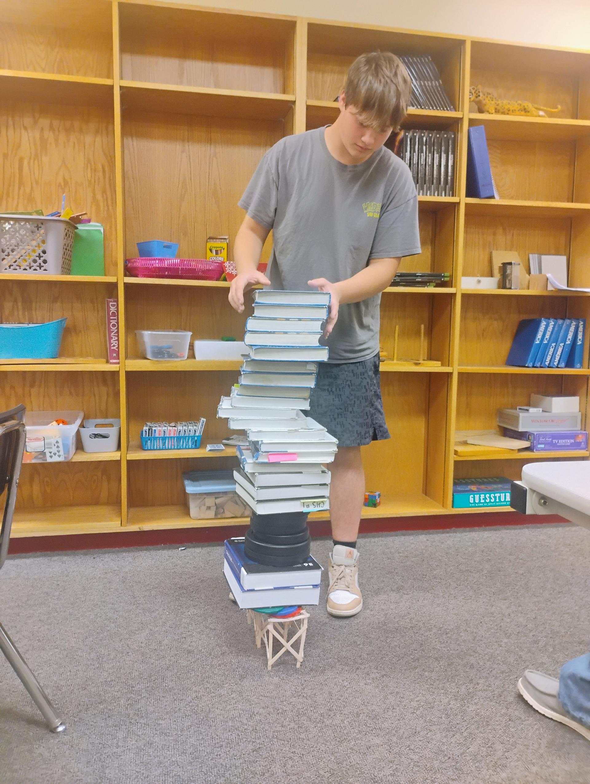 Nixon Howell showing his winning bridge about to break!