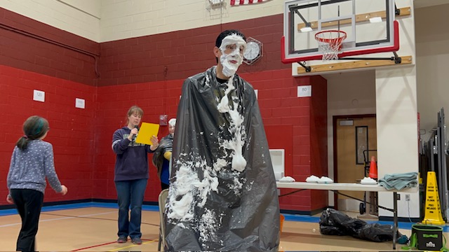 Mr. Aragon freshly pied in the face.