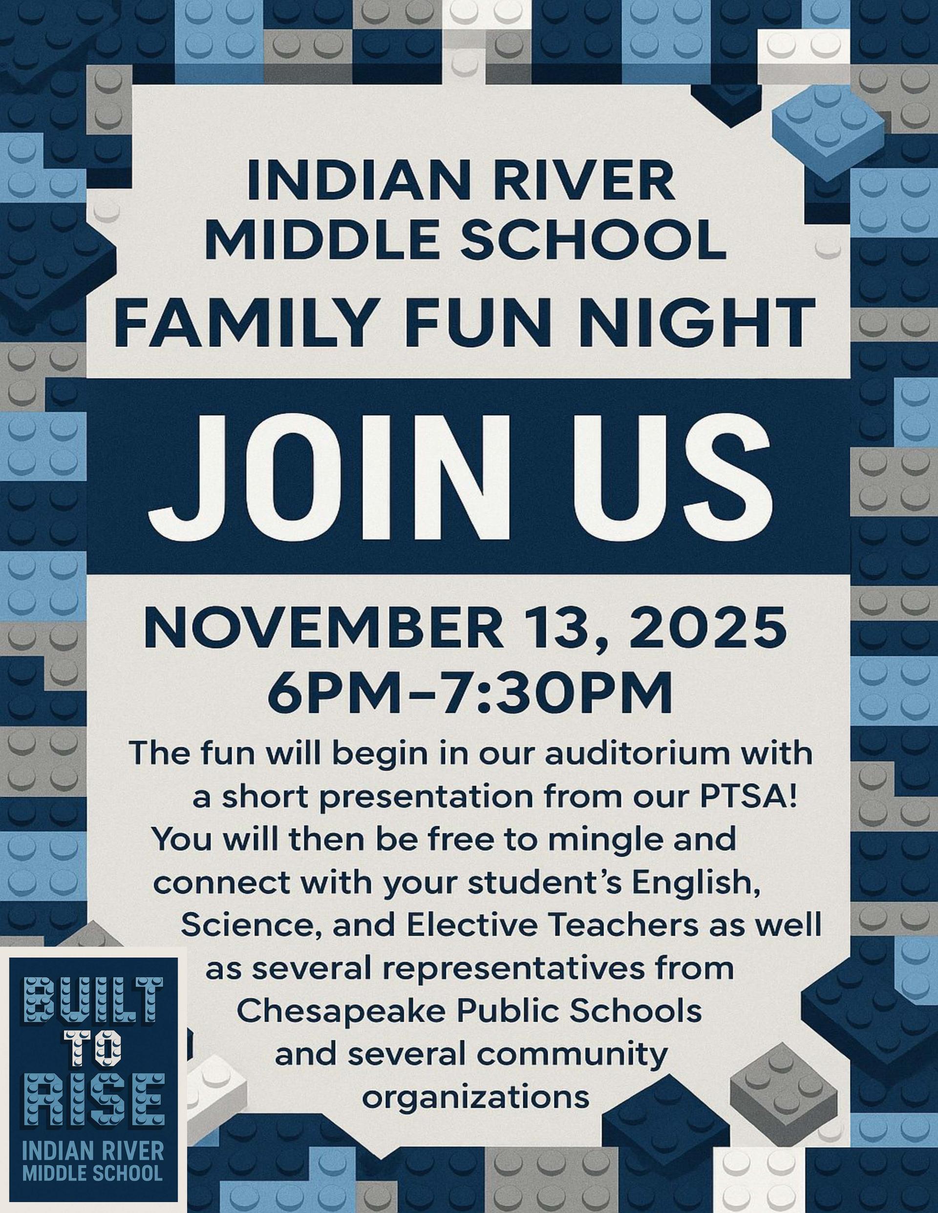 Indian River Middle School Family Fun Night. November 13, 2025