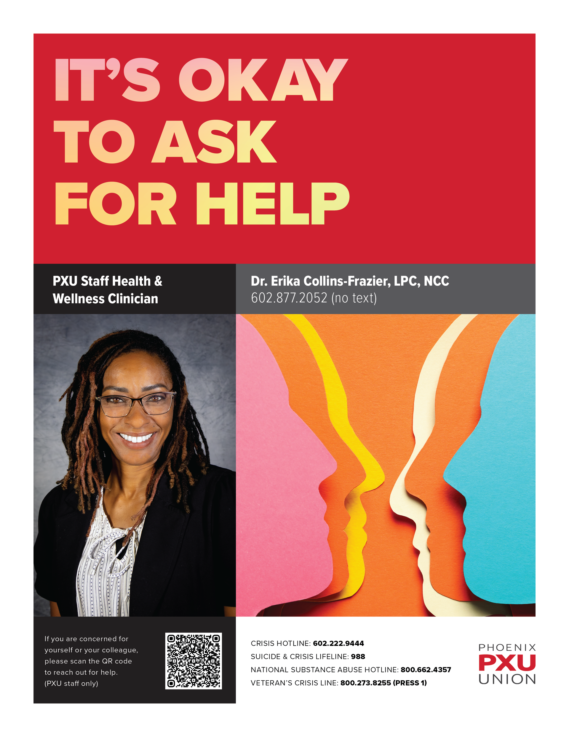 An advertisement featuring a smiling woman in glasses. Text reads 