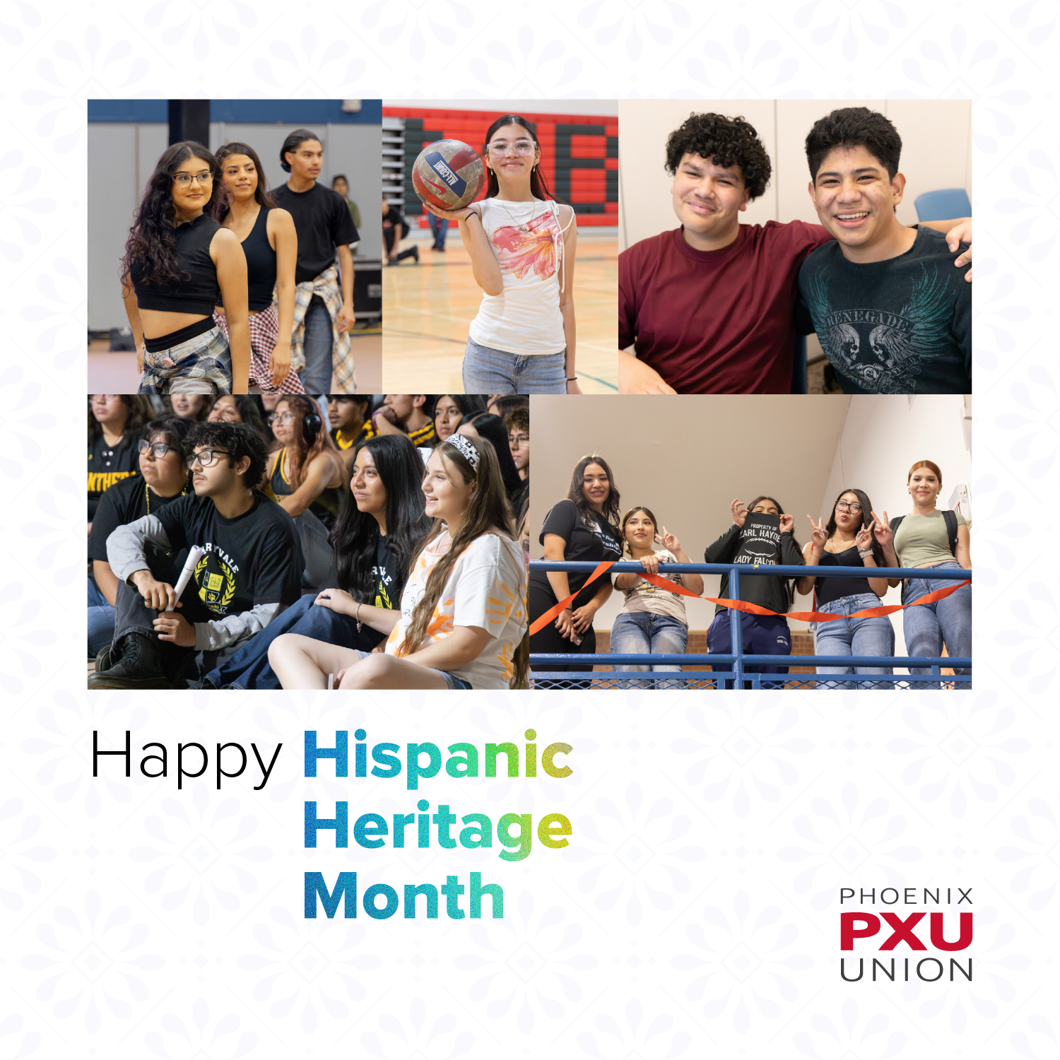 Collage of photos with students, two standing with arms around each other, one playing a sport. Caption reads 