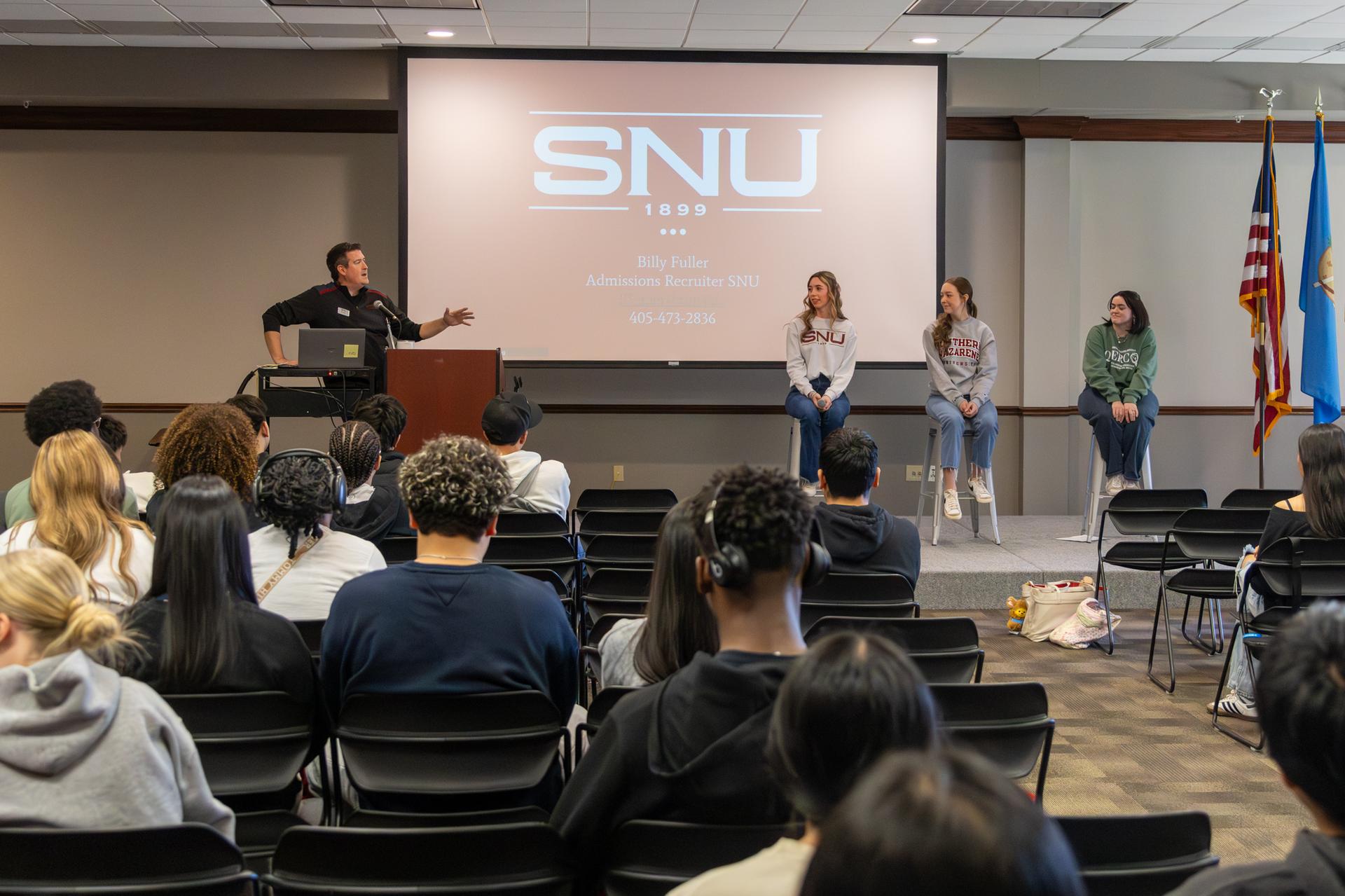 students at an informative SNU presentation
