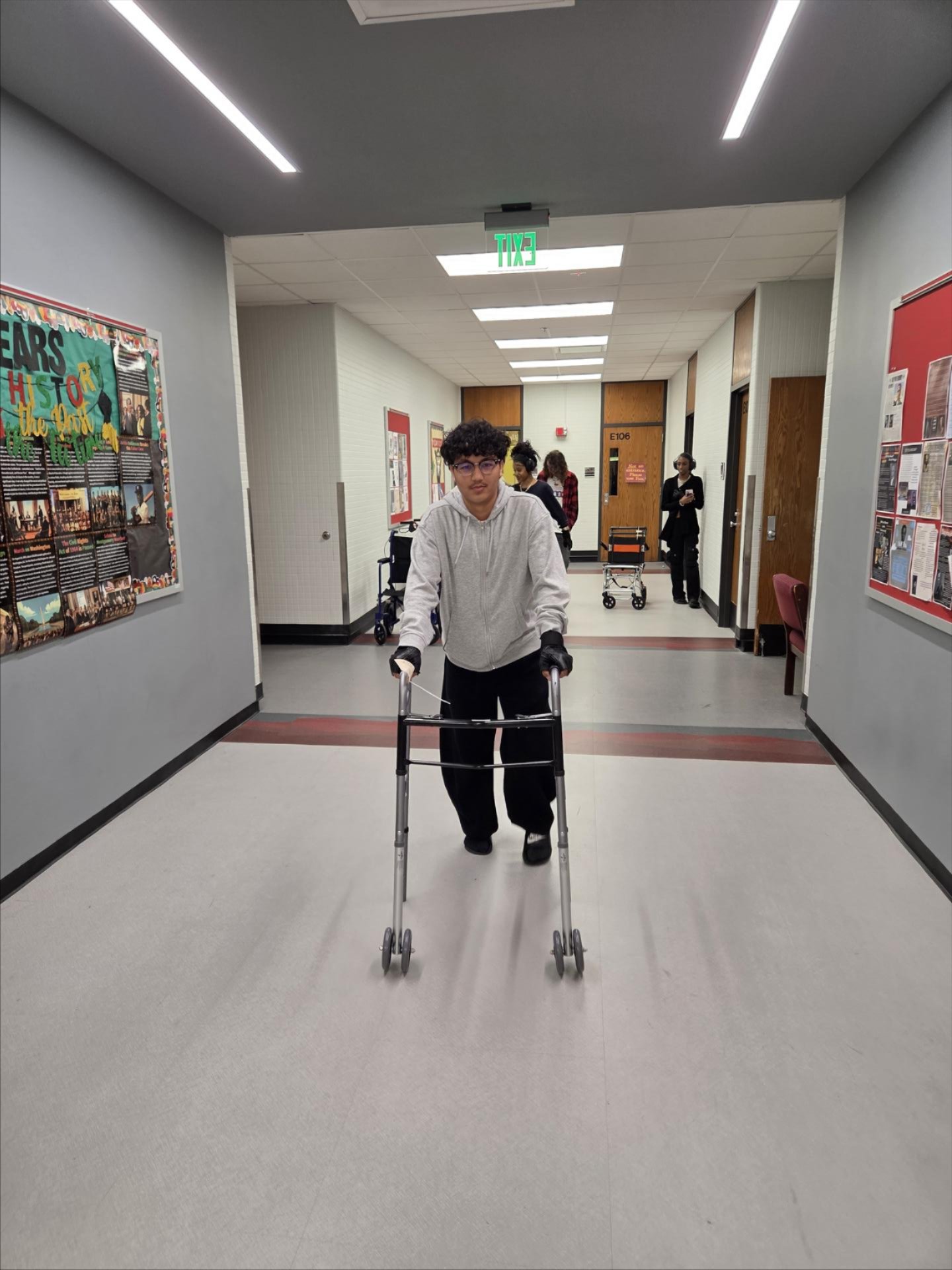 student using walker