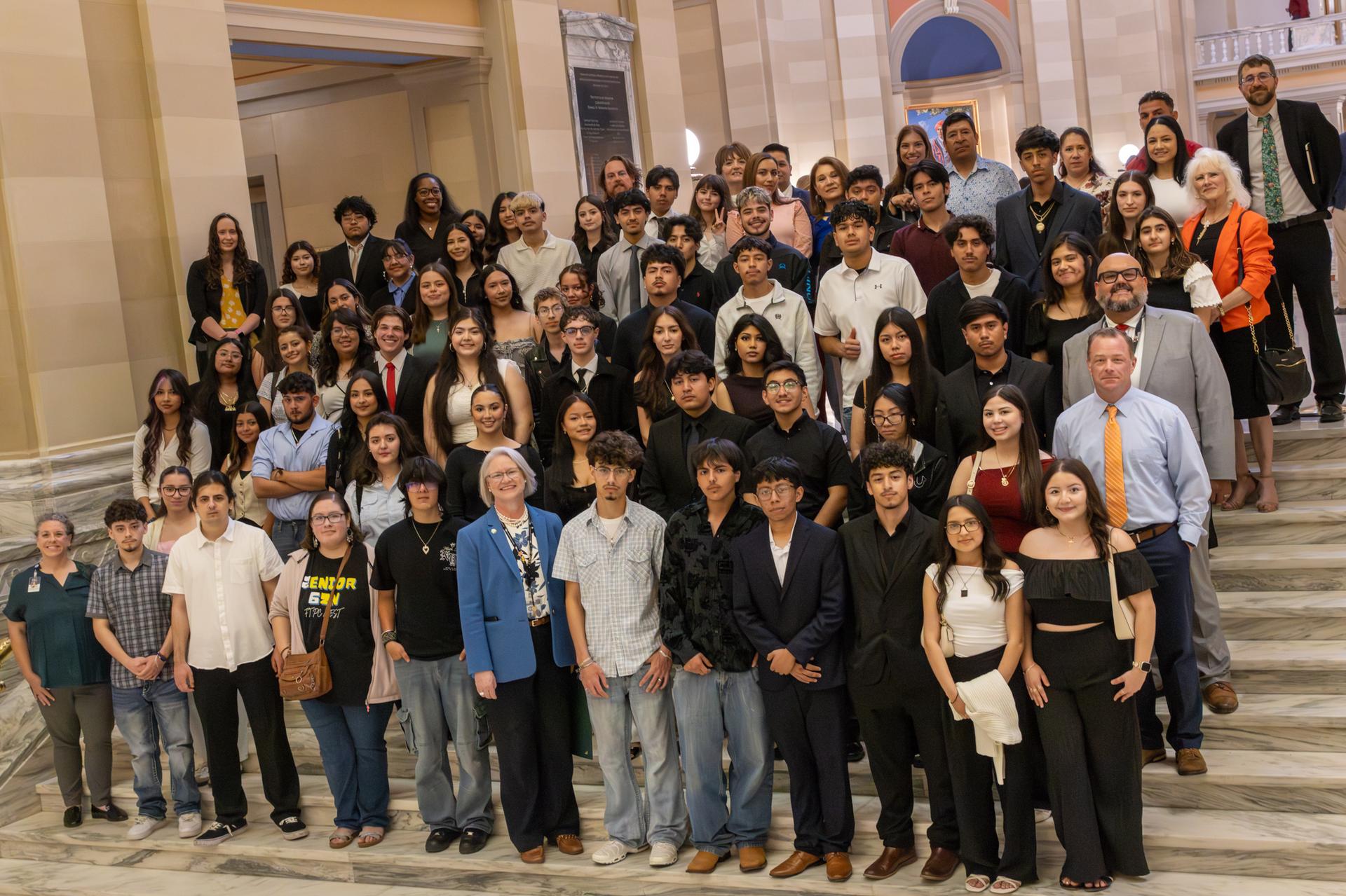 group photo of students at the state capitol
