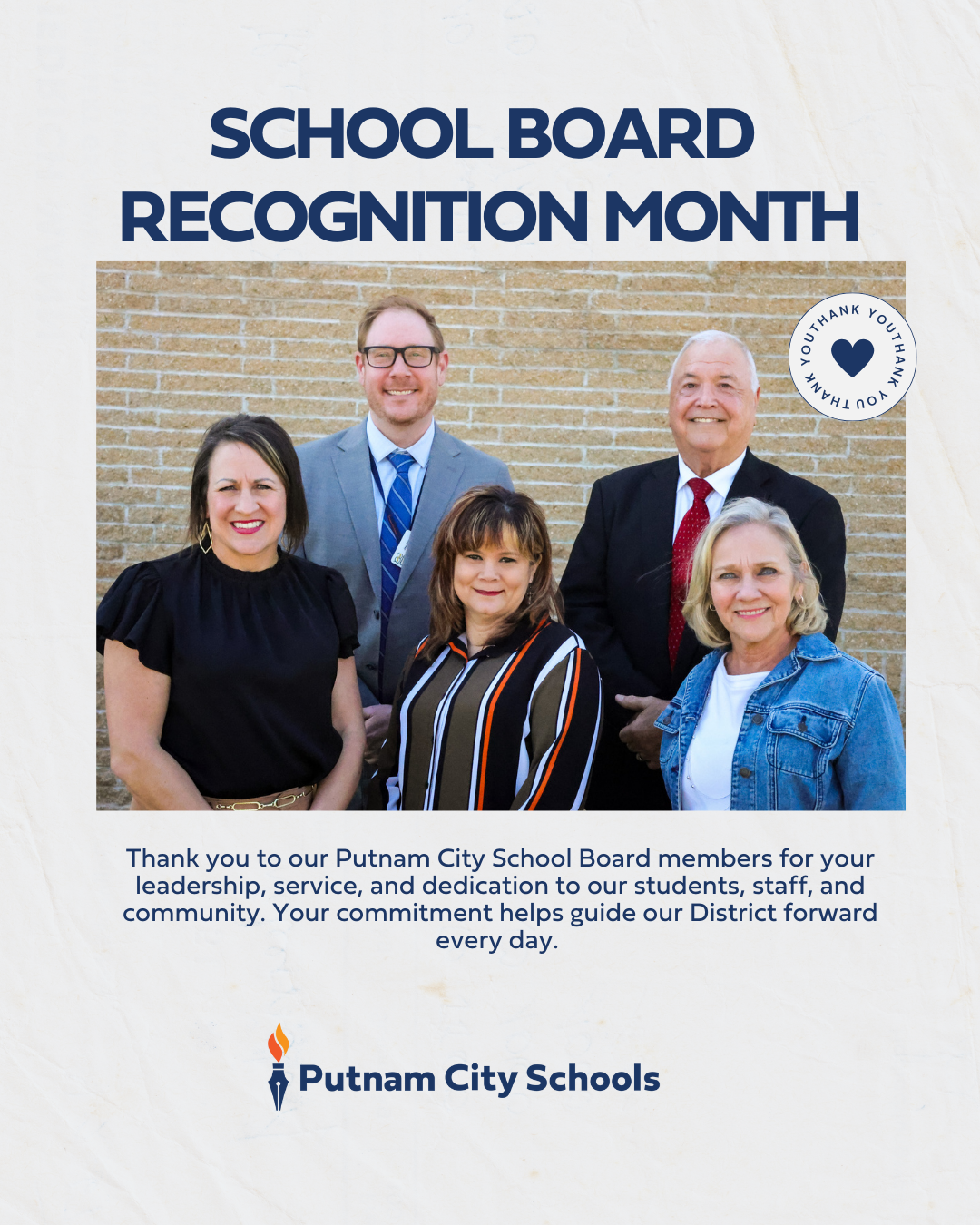 We are grateful for our Putnam City School Board members who generously give their time, voice, and leadership in service of our students and community. Thank you for helping shape the future of our schools.