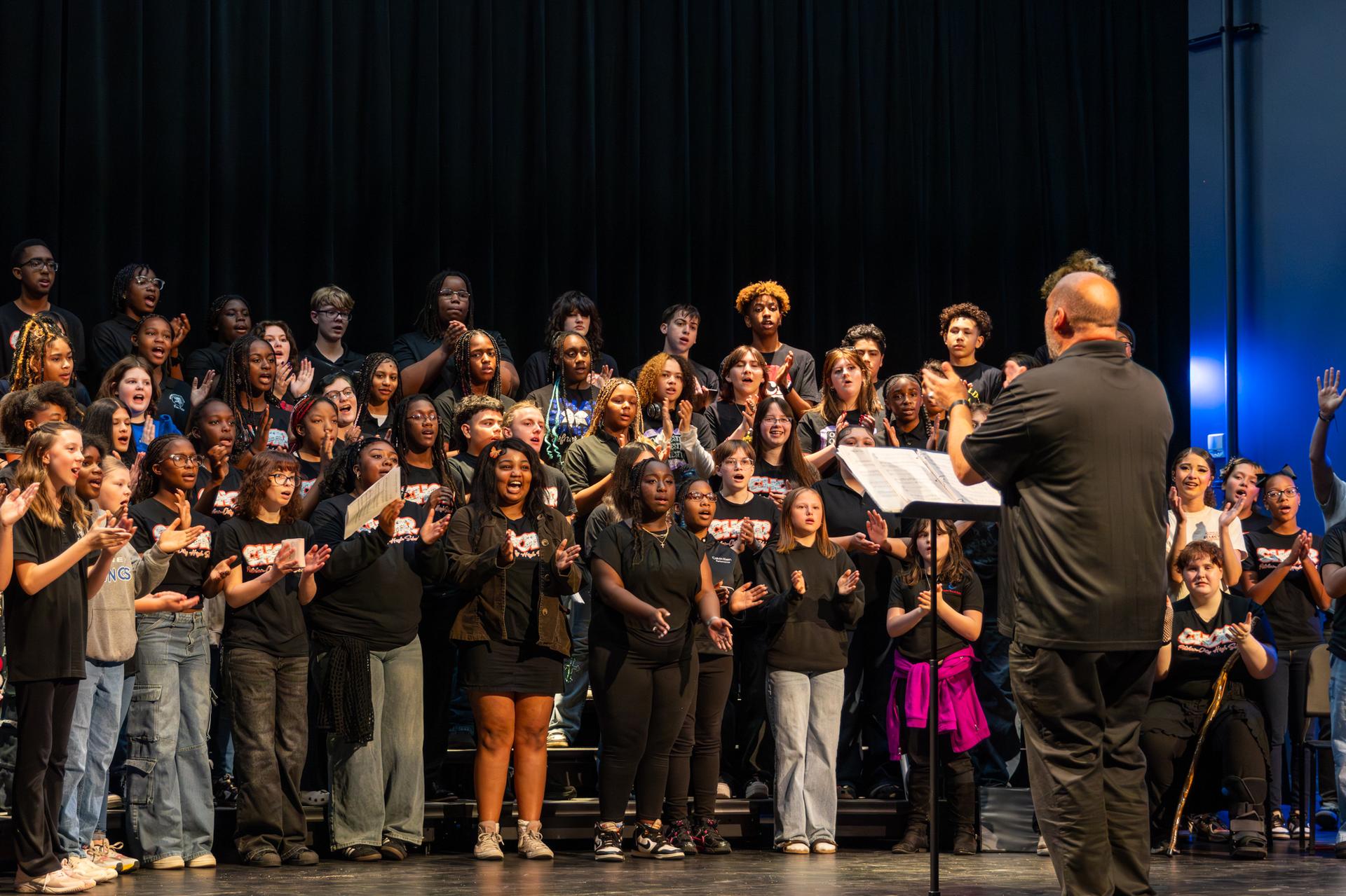 students singing at festival