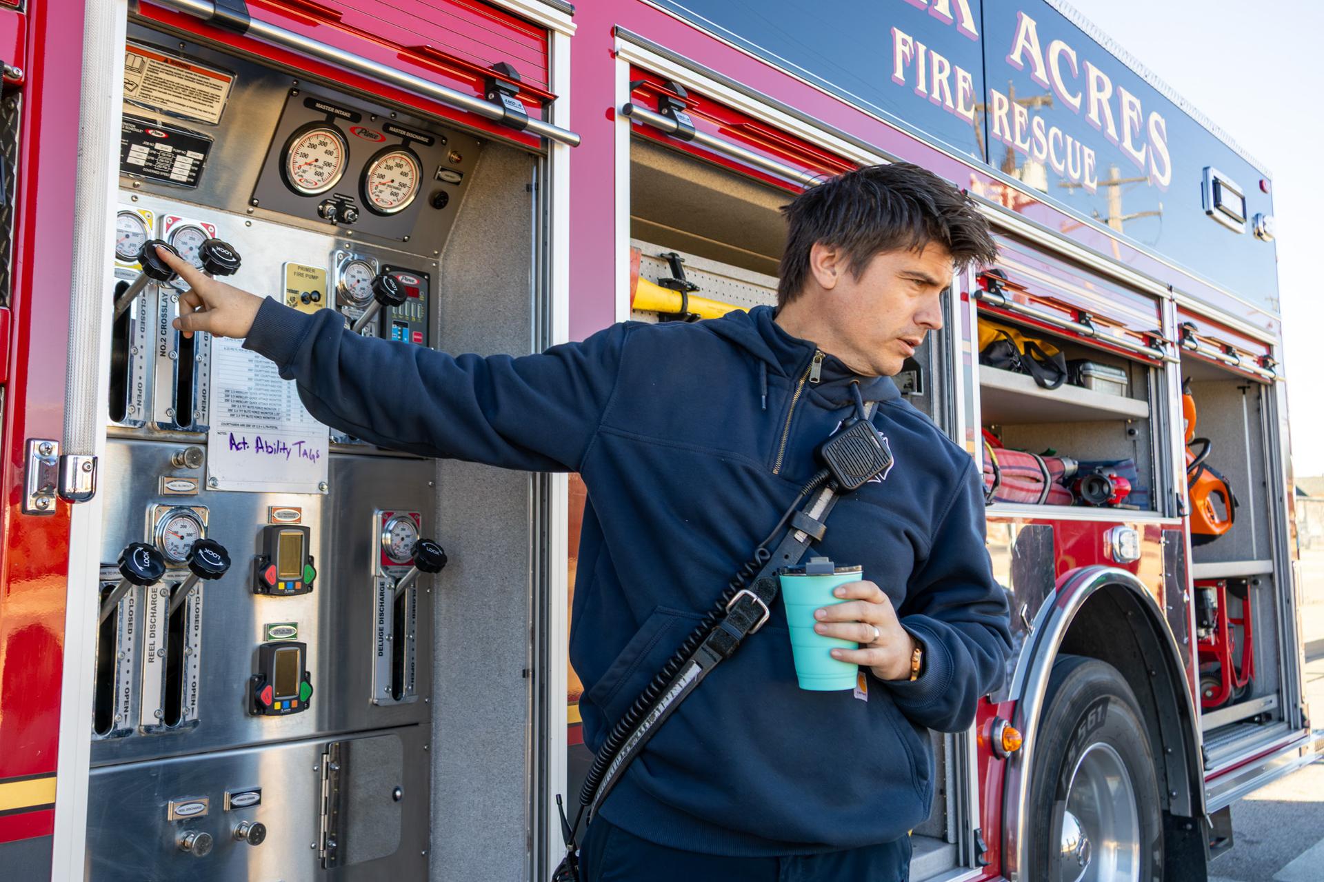 showing buttons on fire truck