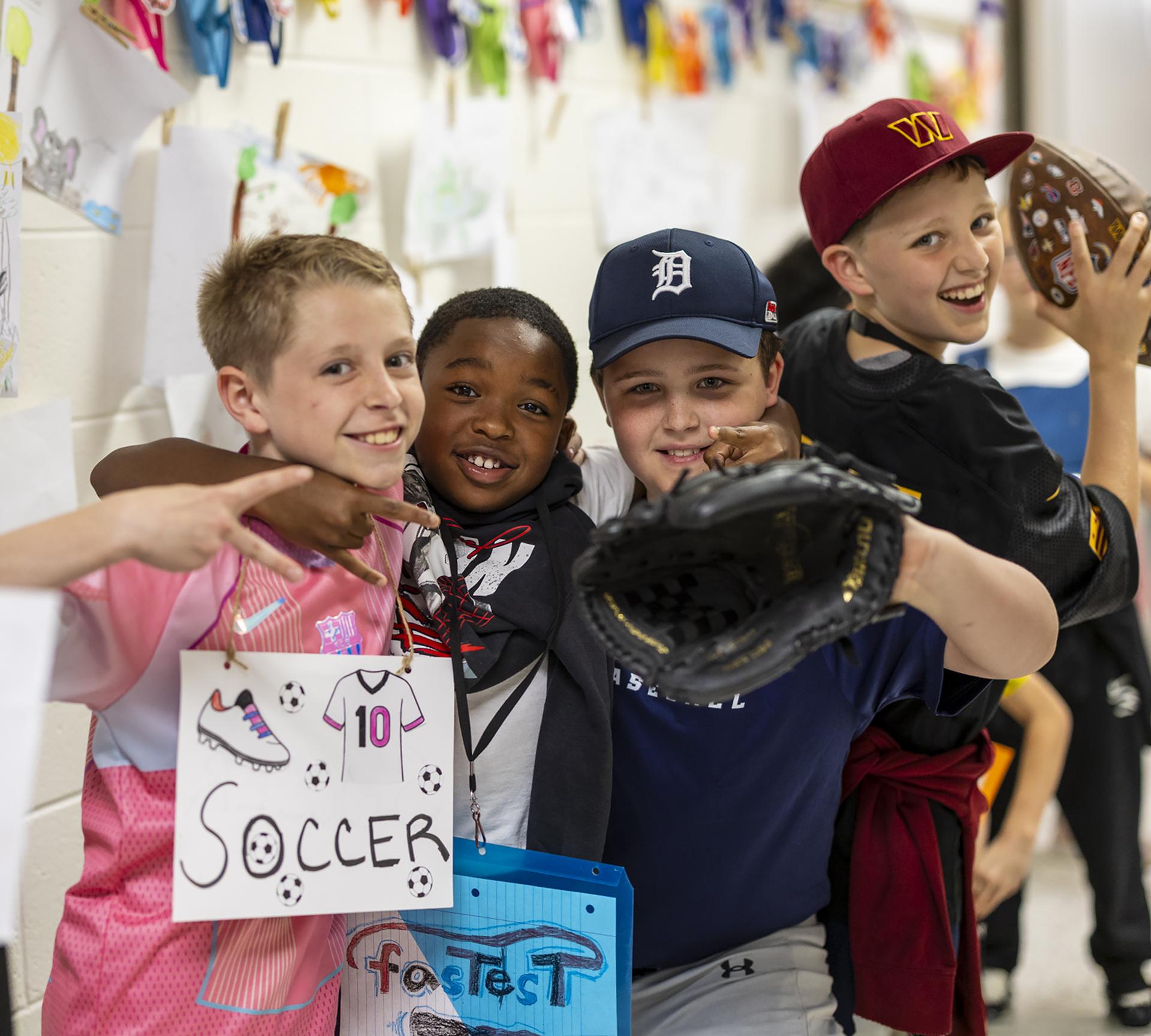 Students showing their Vocabulary Word Cards