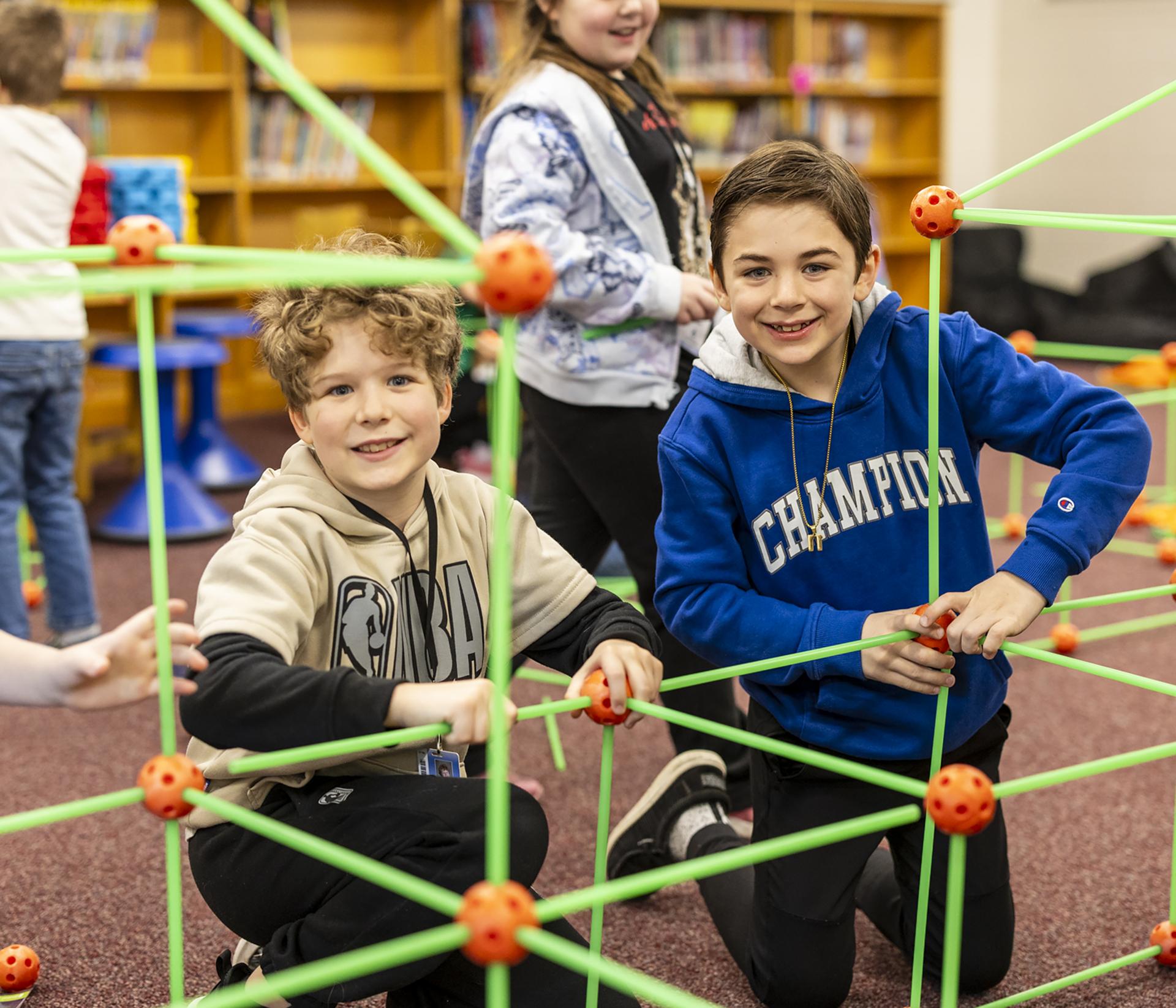 Students engineering a structure