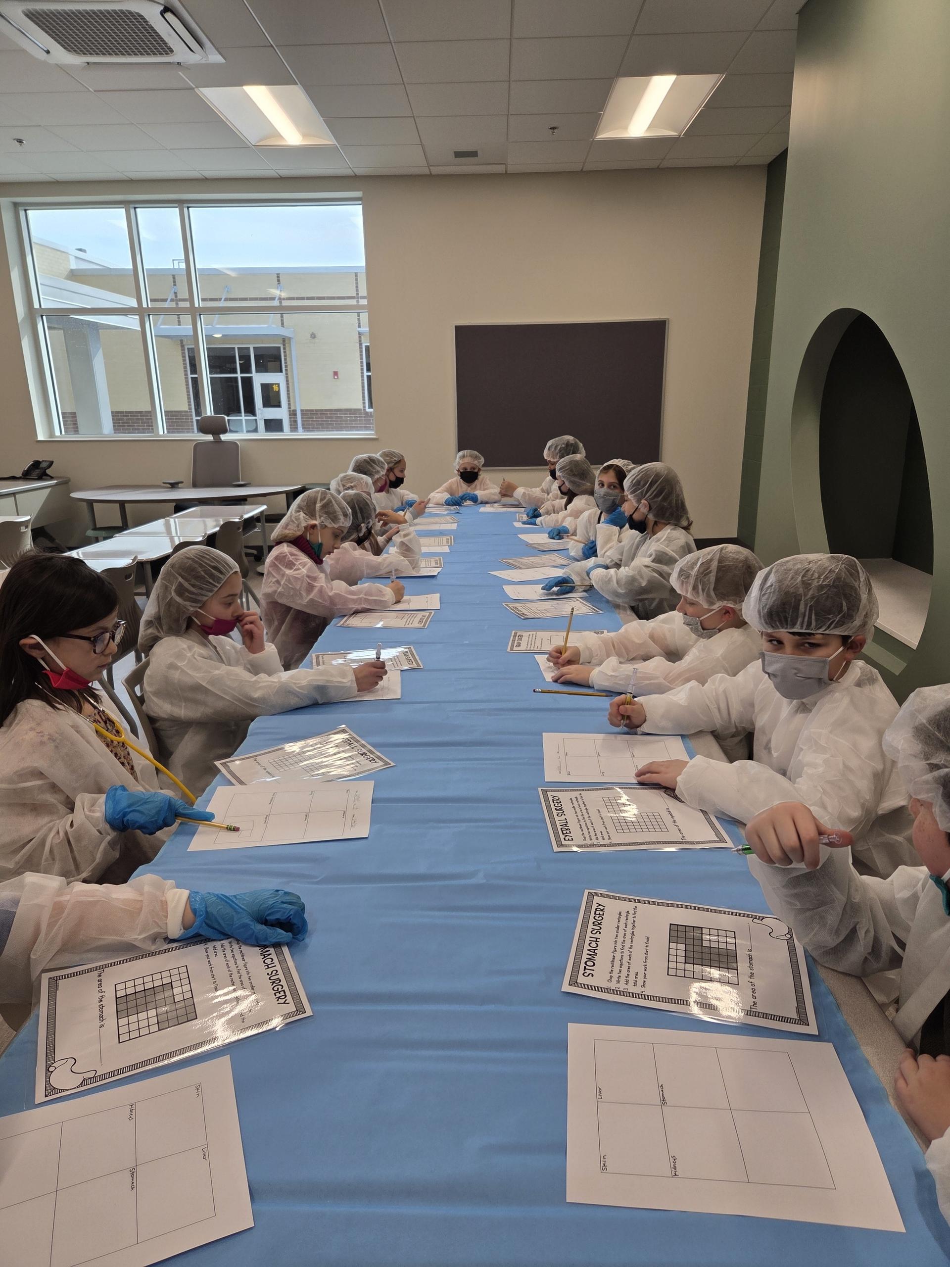 students at table working