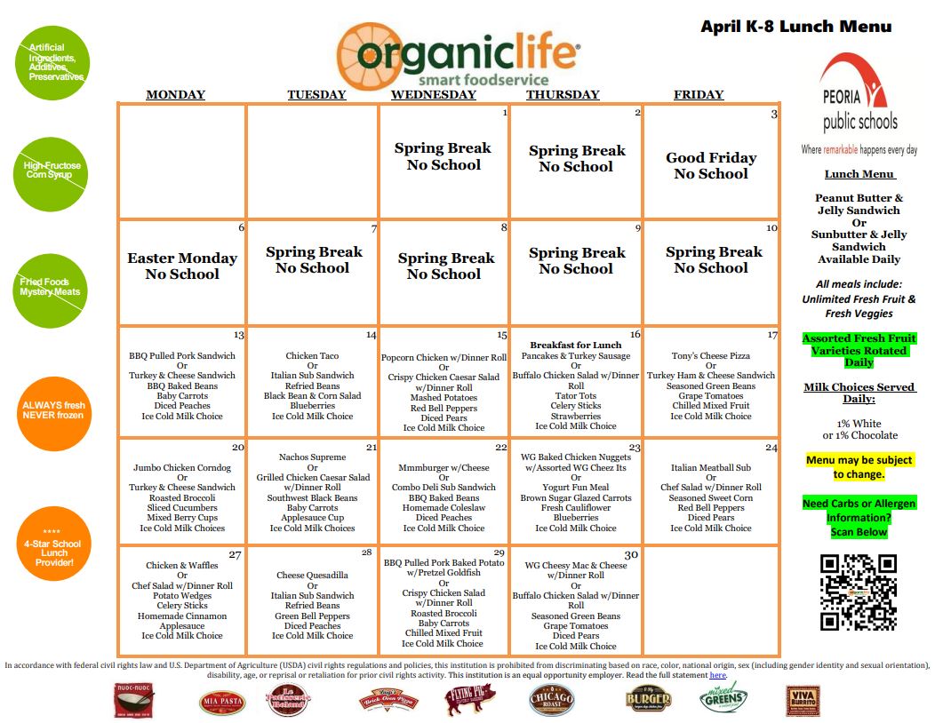 April Lunch Menu