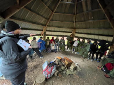 Students engaged in community building and learning about appreciation for the earth and native land during one of the many planned activities.
