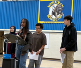 Student speakers at the Meridian Middle School MLK Assembly