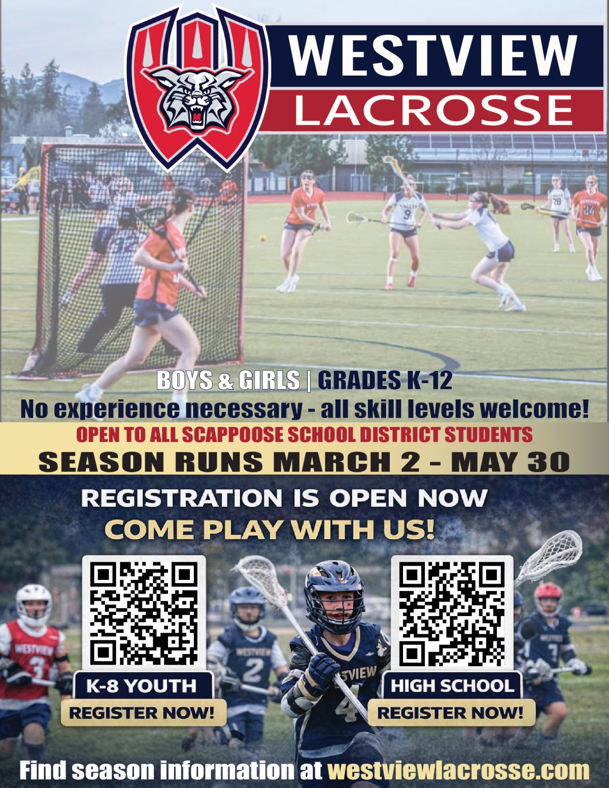Westview Lacrosse sign ups flyer