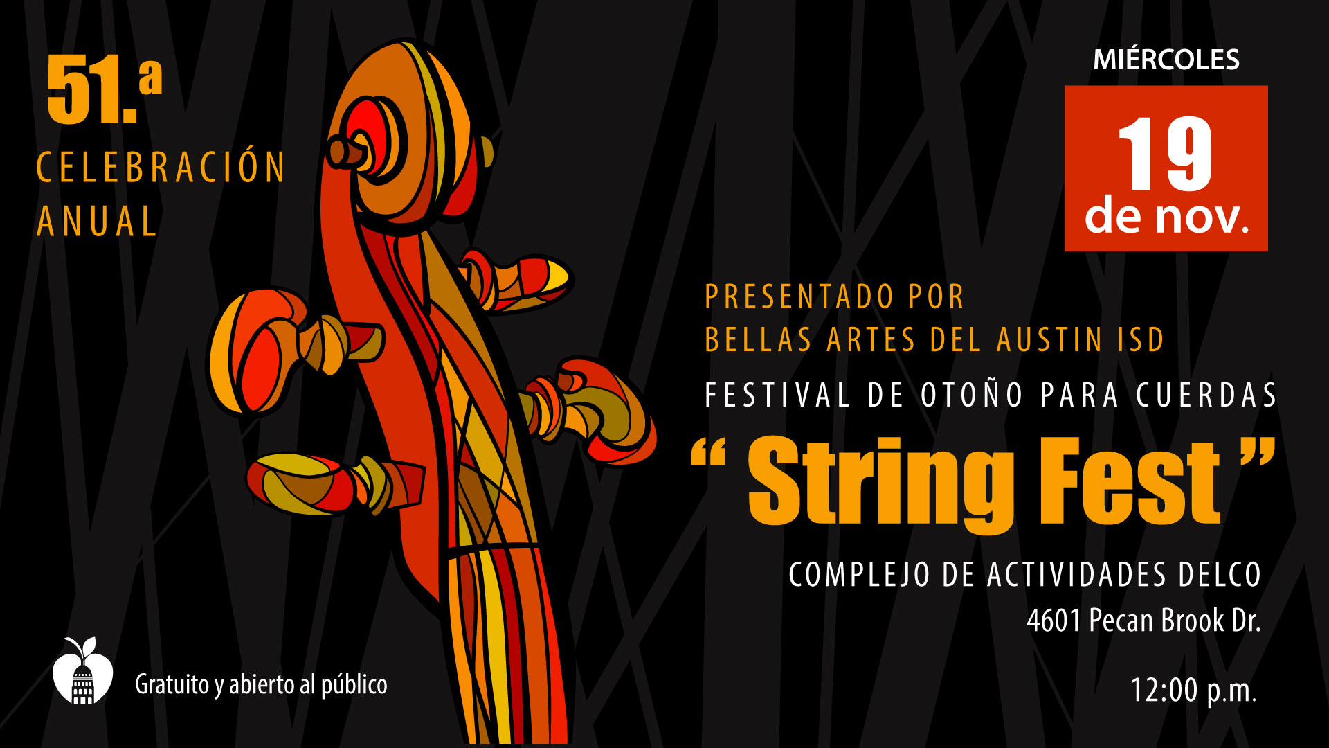 51. Celebración Anual Presentado por bellas artes del Austin ISD Festival de Otoño para cuerdas 