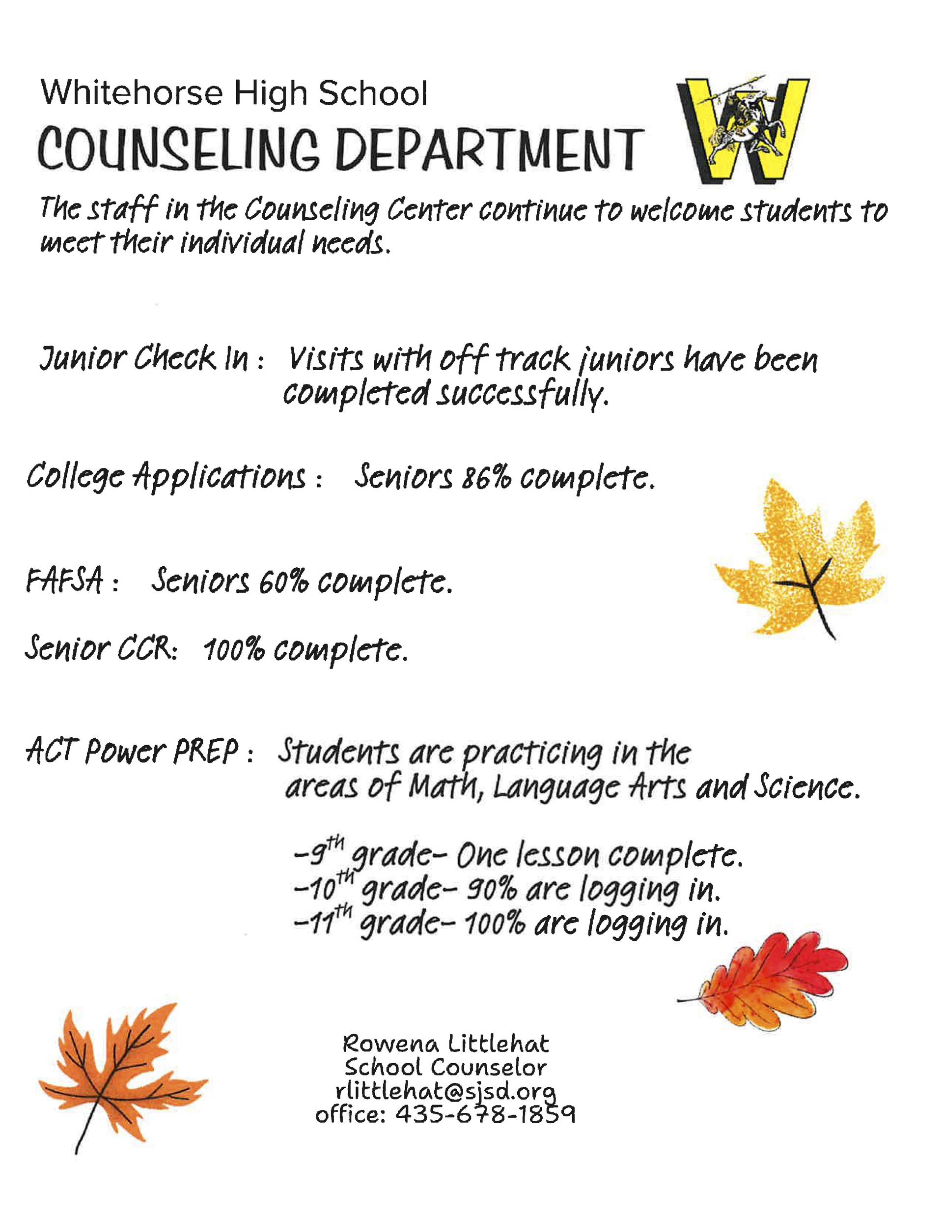 Counseling Department Highlights