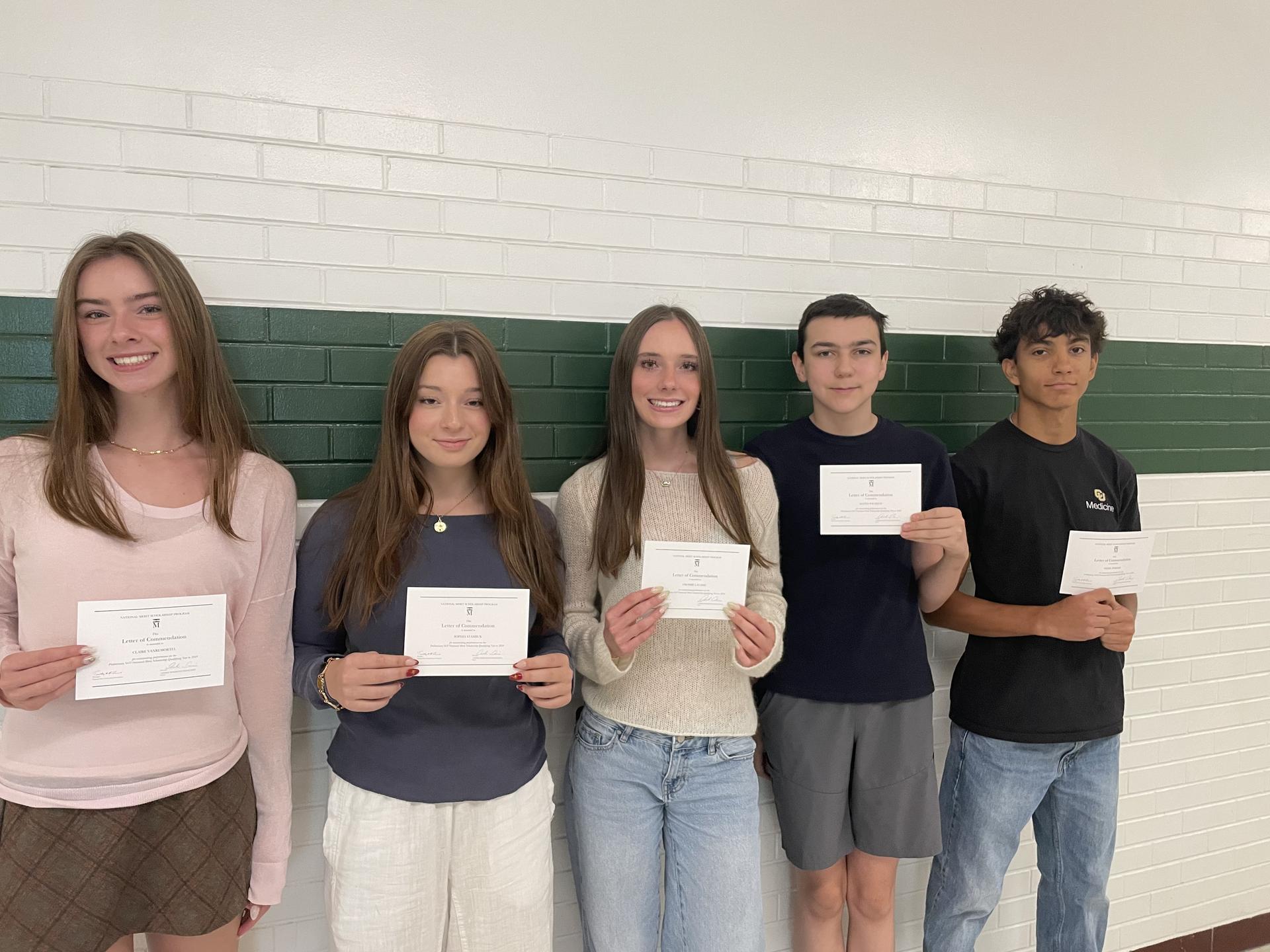 Five National Merit commended students