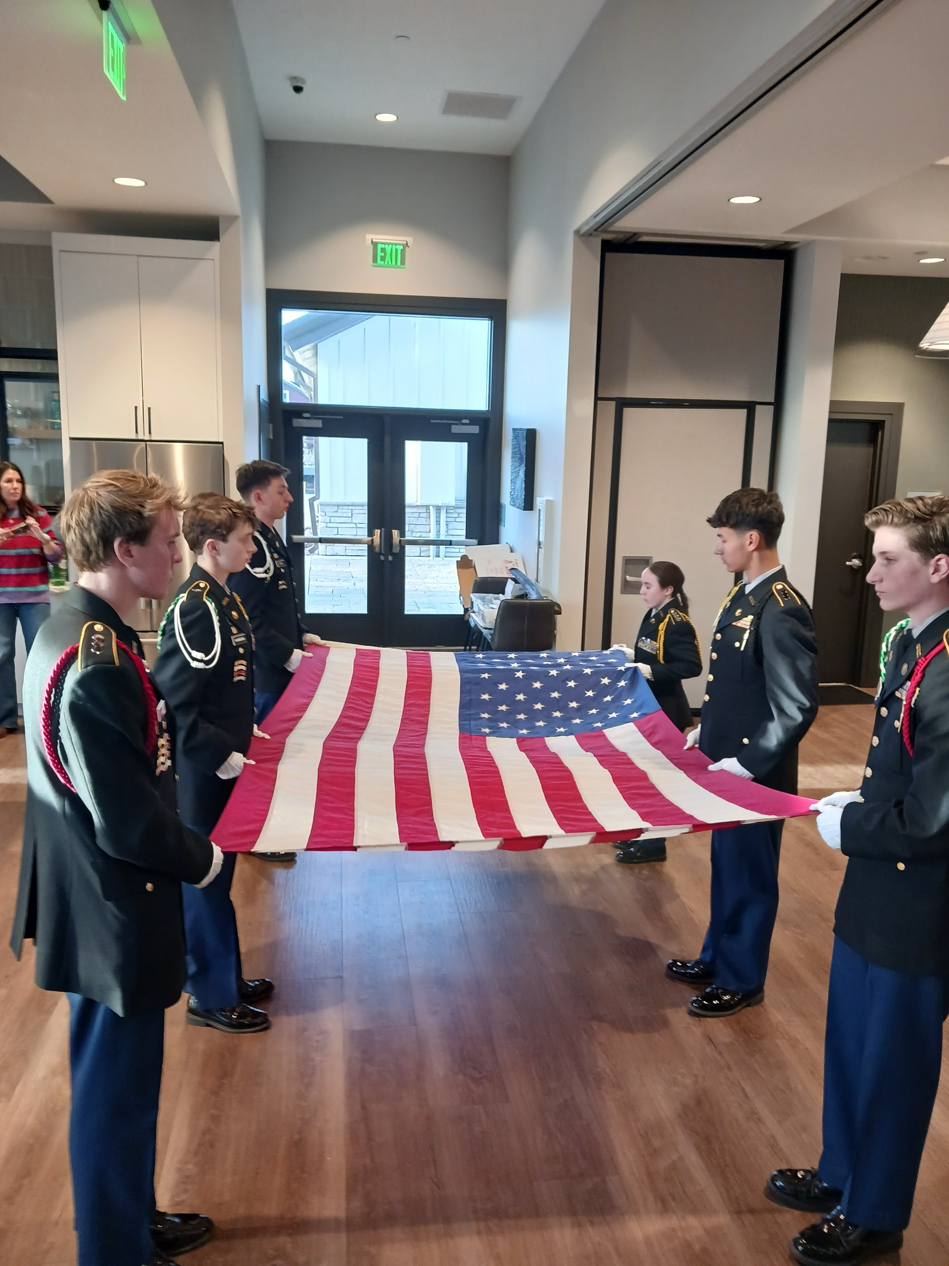 Cadets folding the US flag