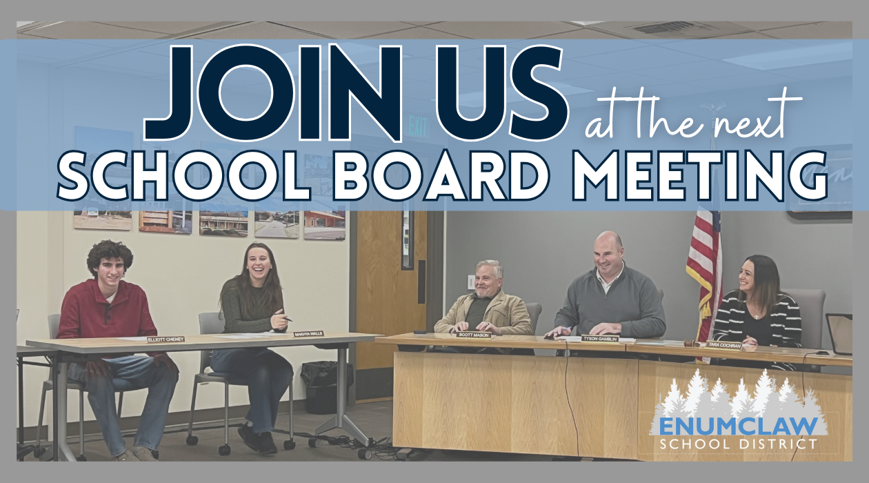 Join Us at the next school board meeting with a photo of the board listening to the student rep report
