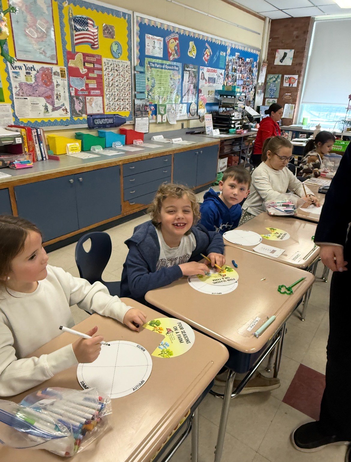 A group of MJT students work on a Agriculture Literacy project with Jr/Sr High FFA students titled Four Seasons on a Farm