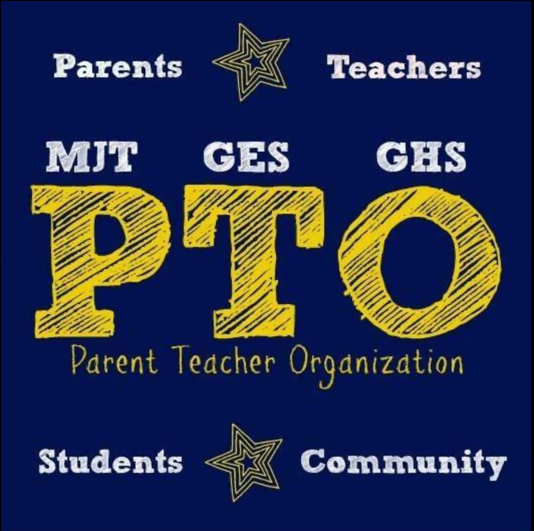 An image of a blue background and gold and white font logo for the PTO