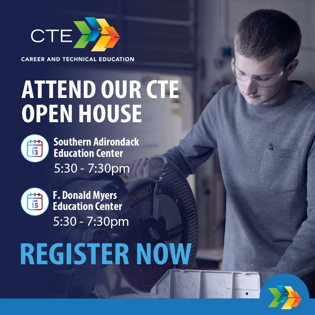 CTE Career and Technical Education: Attend our CTE Open House. 1/13 and 1/15. All details are in the district calendar of events at GranvilleCSD.org/events