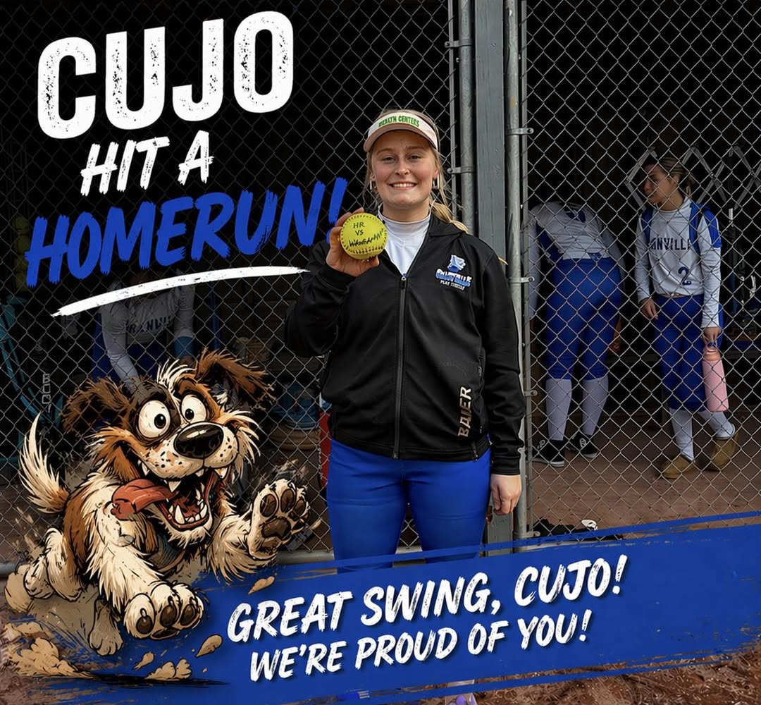 Caroline Baker, Varsity Softball Player celebrates a homerun. Photo courtesy of Granville Lade Horde Softball page and Frank Hunt.