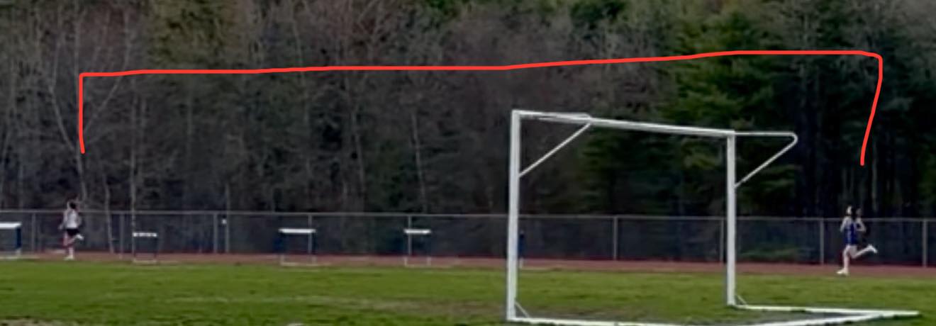 An image of the Lake George runner with a strong lead and the Granville runner well behind, before the Granville runner won. 